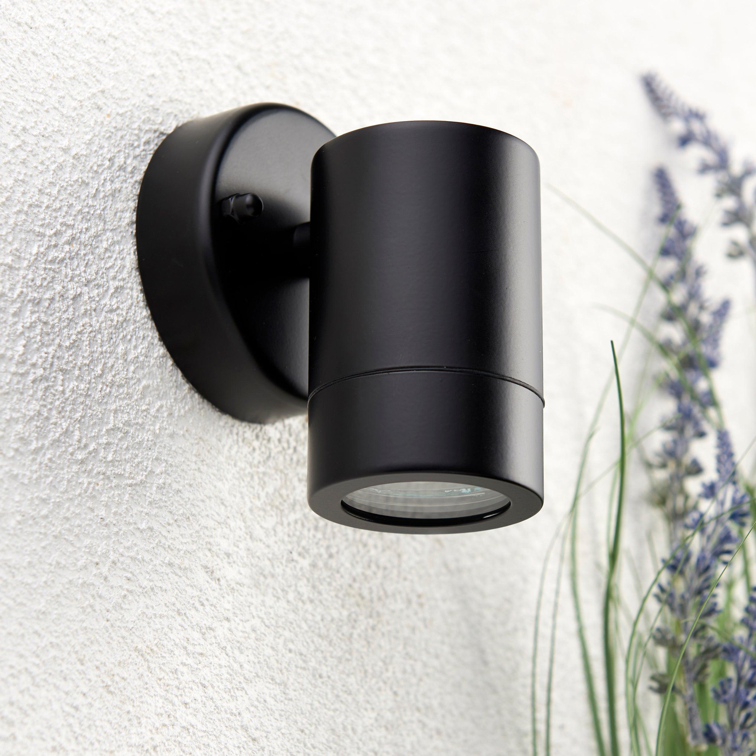 palin black outdoor wall light ip44 7w by saxby lighting, close up image 212