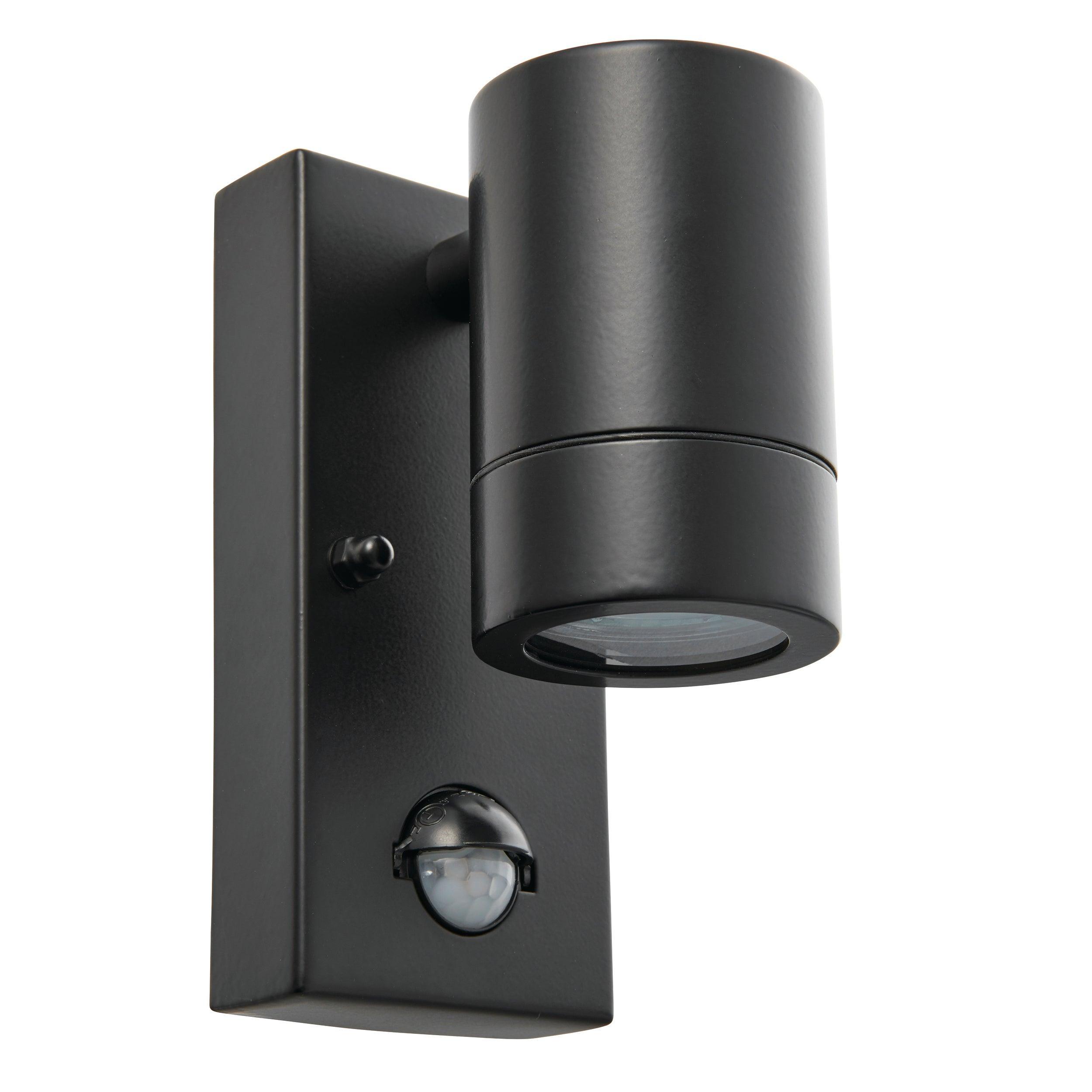 palin pir sensor black outdoor downlight wall light ip44 7wby Saxby Lighting, close up image