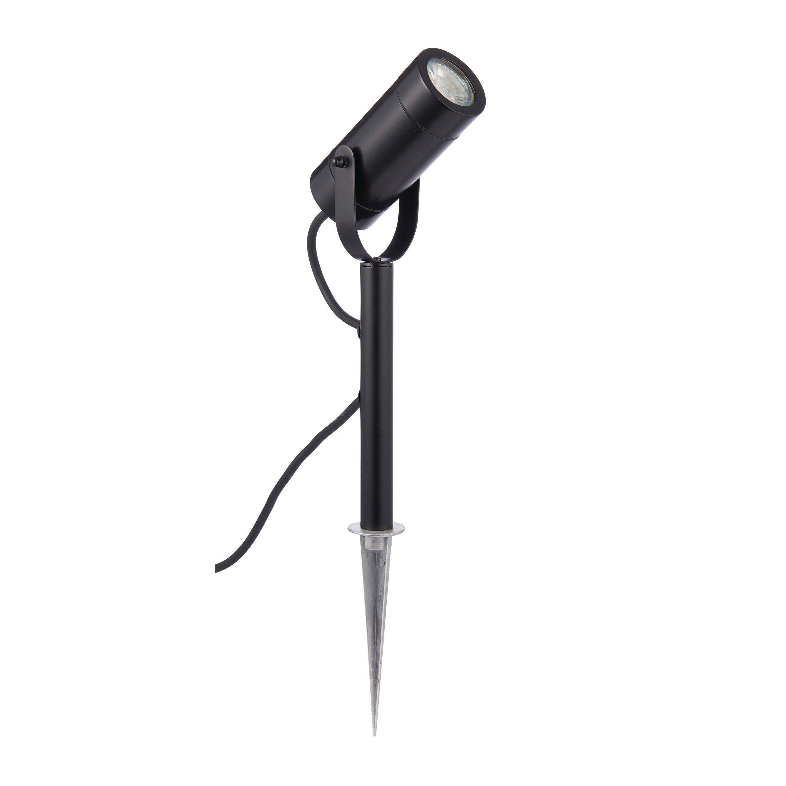 palin 310mm black garden spike light ip44 7wby Saxby Lighting, close up image