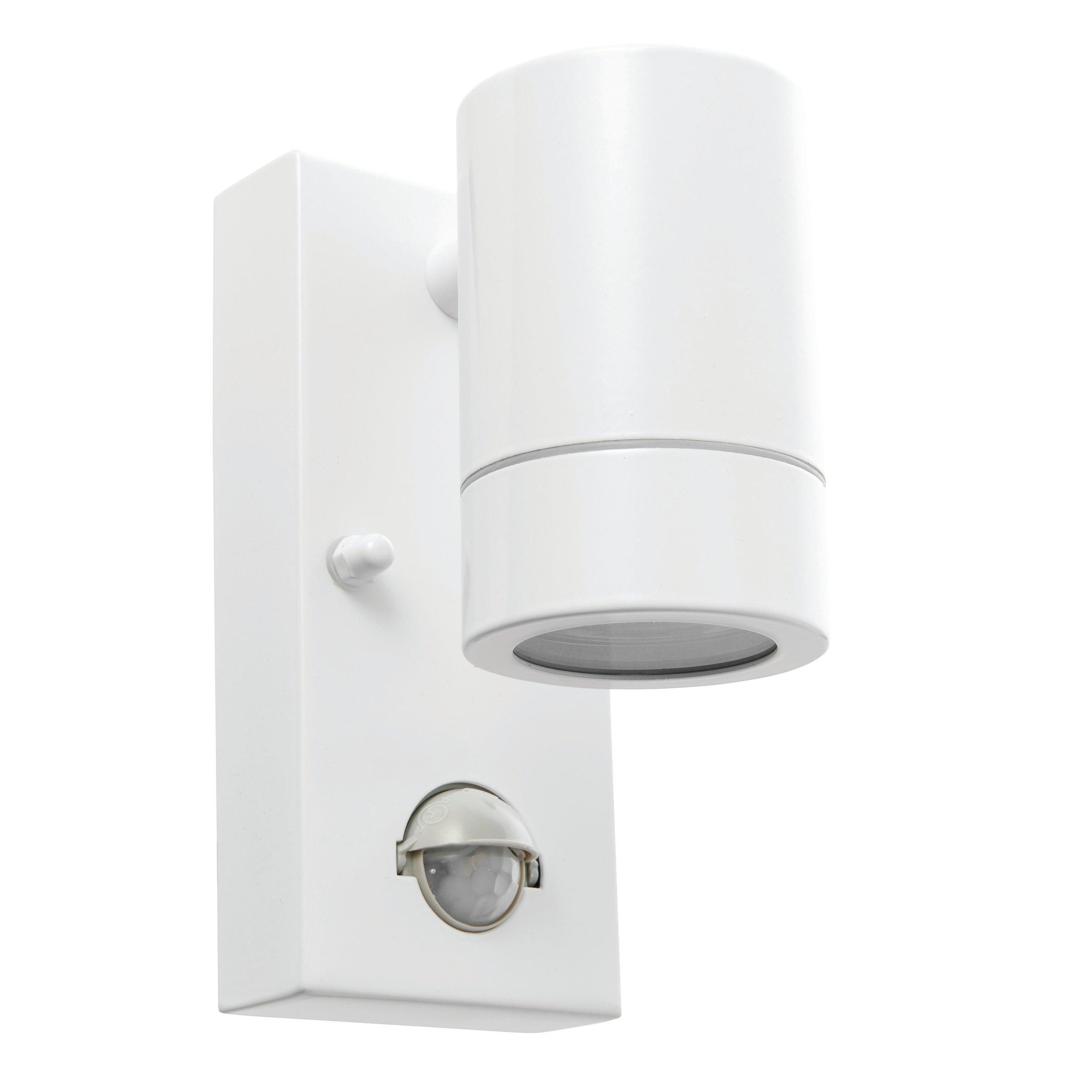 palin pir sensor white outdoor downlight wall light ip44 7wby Saxby Lighting, close up image