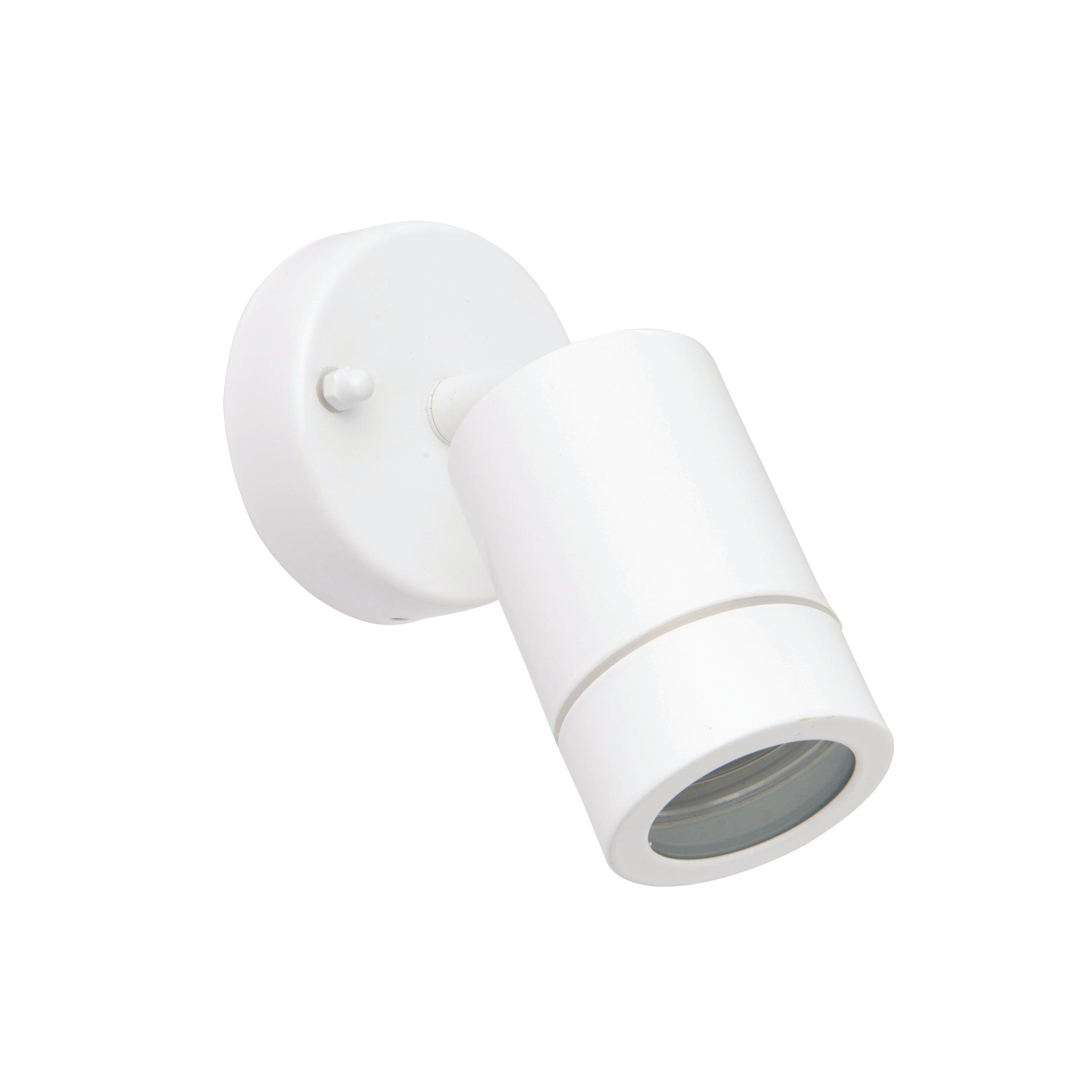 palin white led outdoor spot wall light ip44 7wby Saxby Lighting, close up image