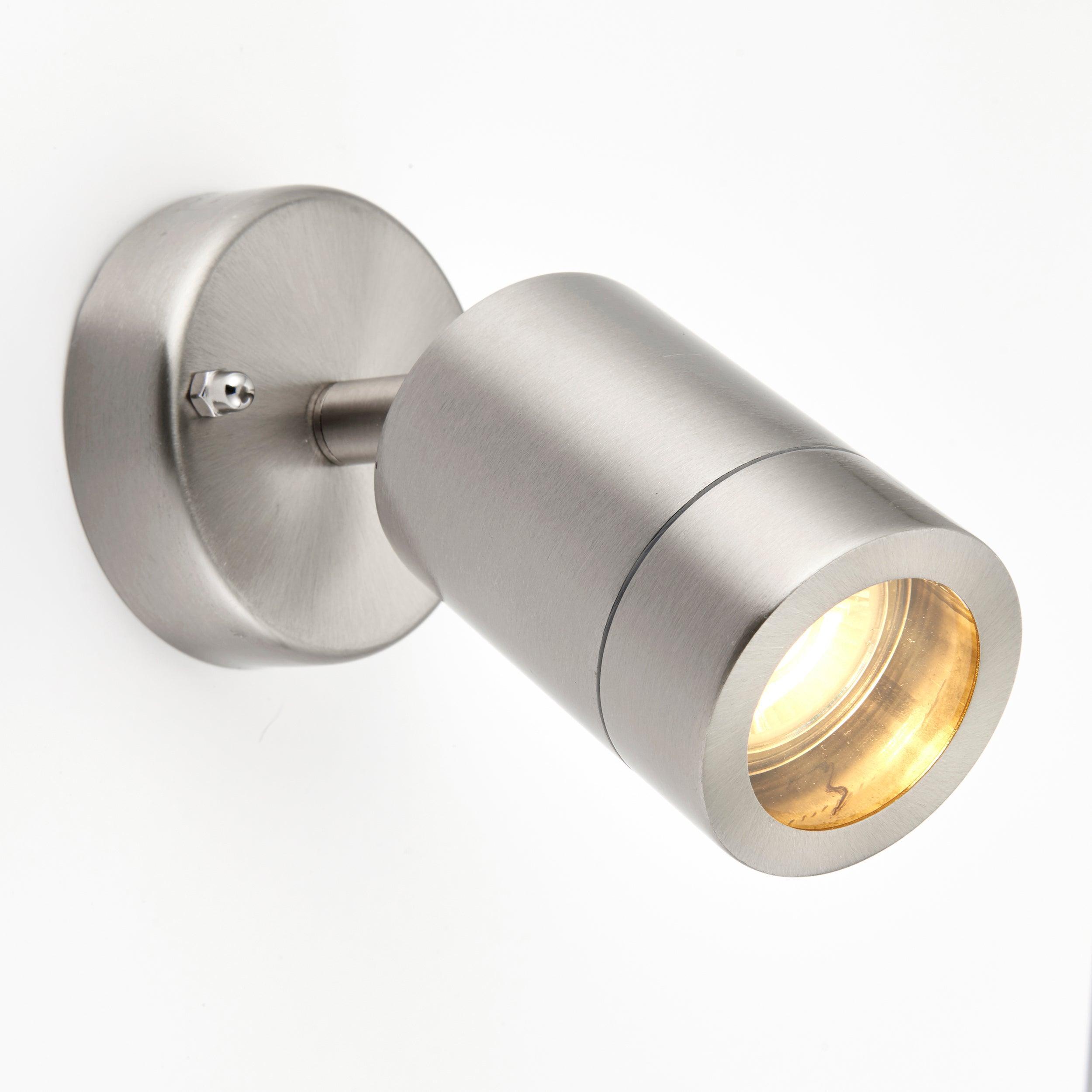 palin steel led outdoor spot wall light ip44 7w by saxby lighting, close up image 222