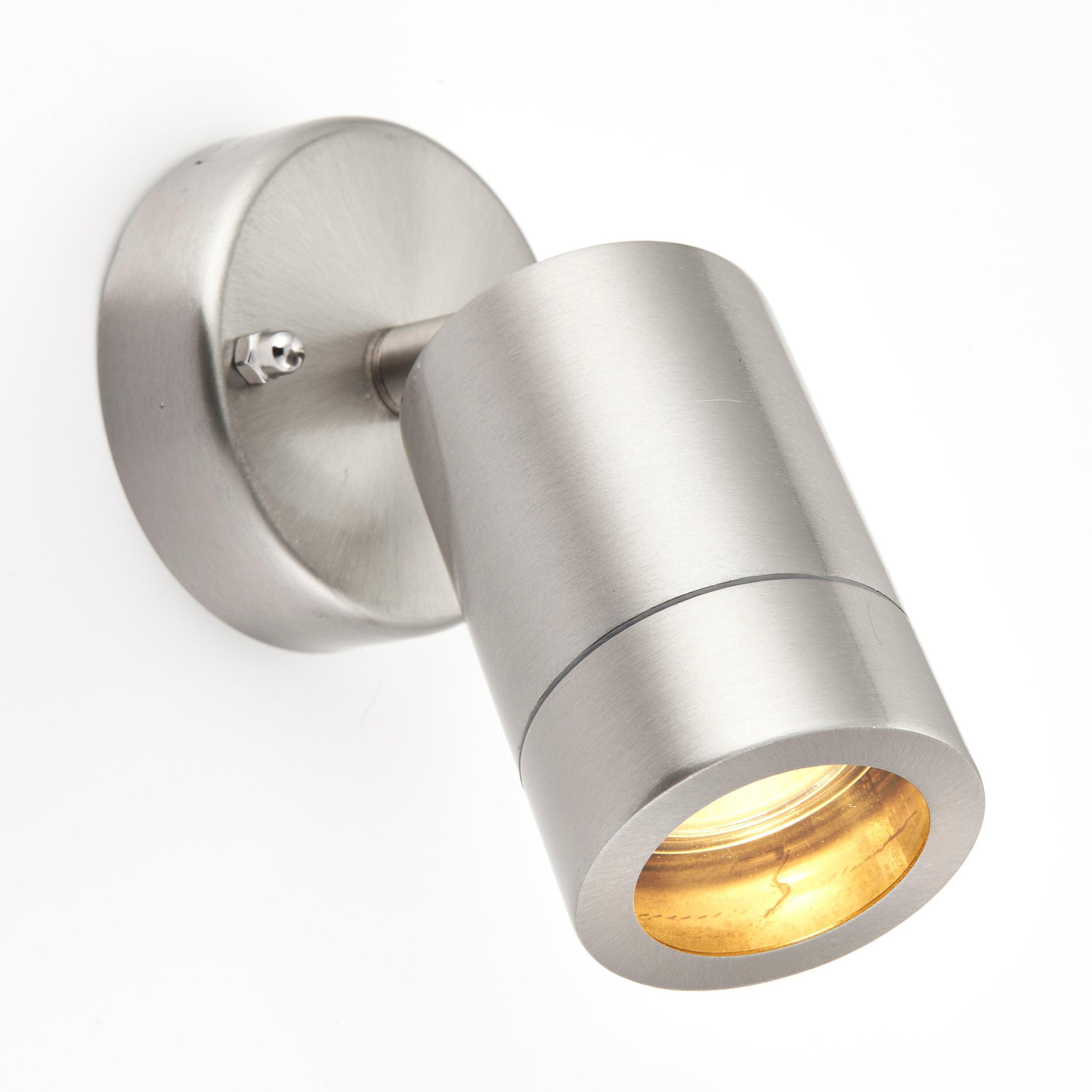 palin steel led outdoor spot wall light ip44 7w by saxby lighting, close up image 159