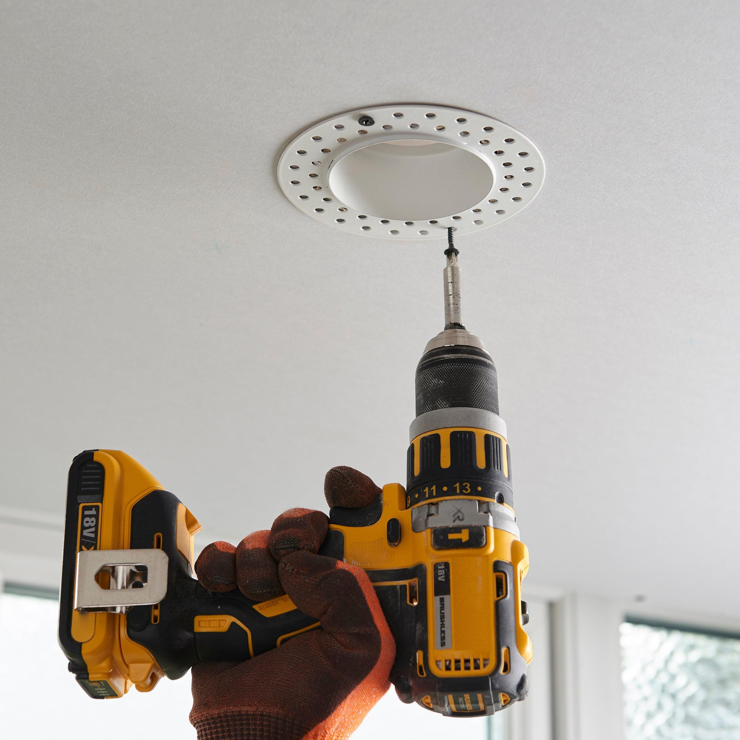 shieldeco trimless recessed ceiling light bezel round by saxby lighting, close up image 58