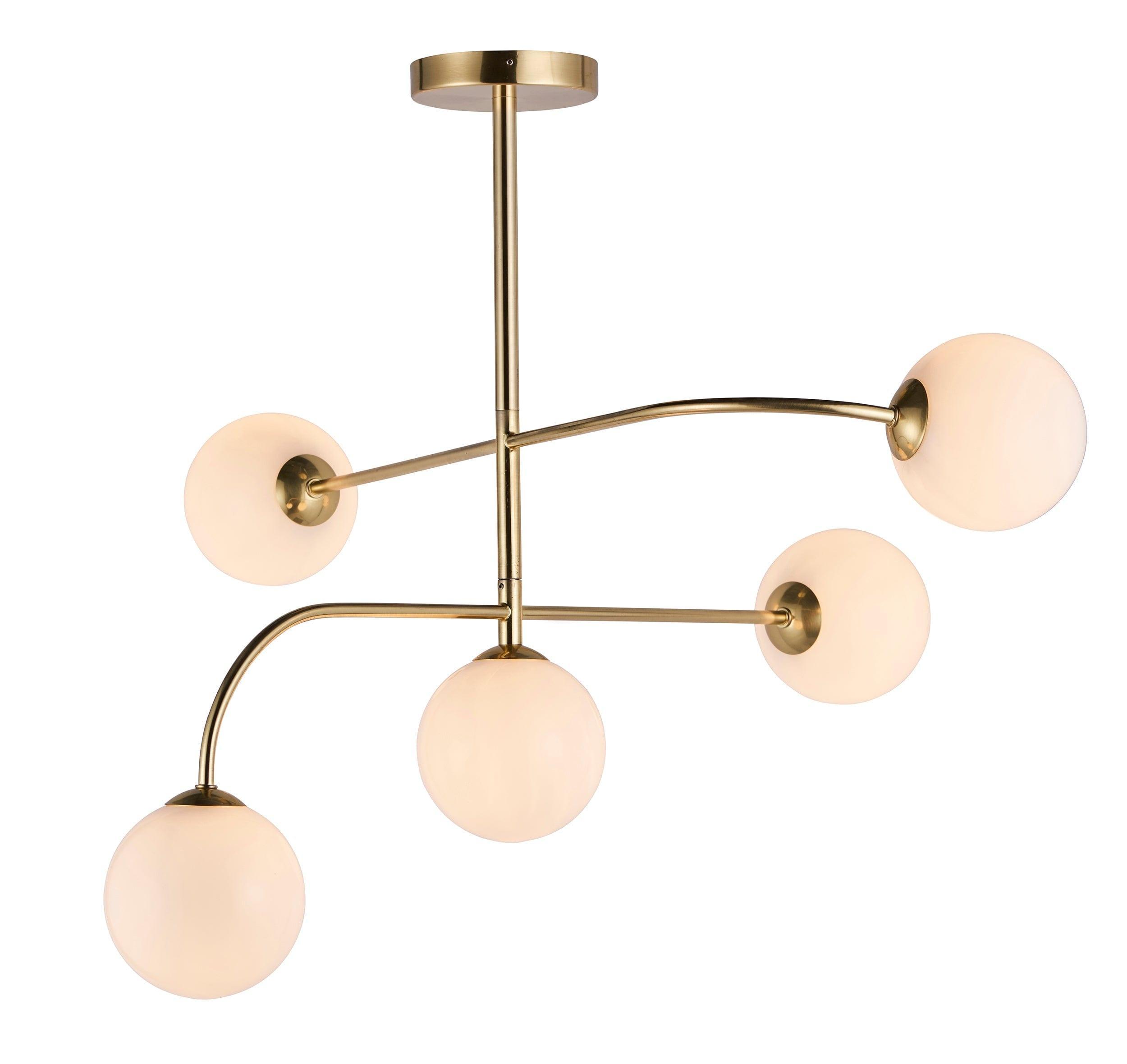 Endon Otto 5 Light Brass Finish Semi Flush Ceiling Light Living room Image