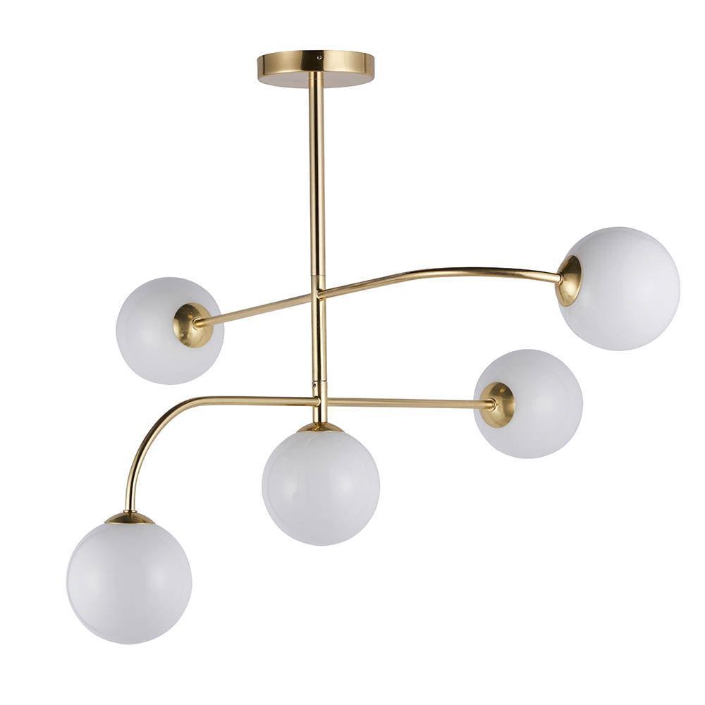 Endon Otto 5 Light Brass Finish Semi Flush Ceiling Light Living room dimmable image