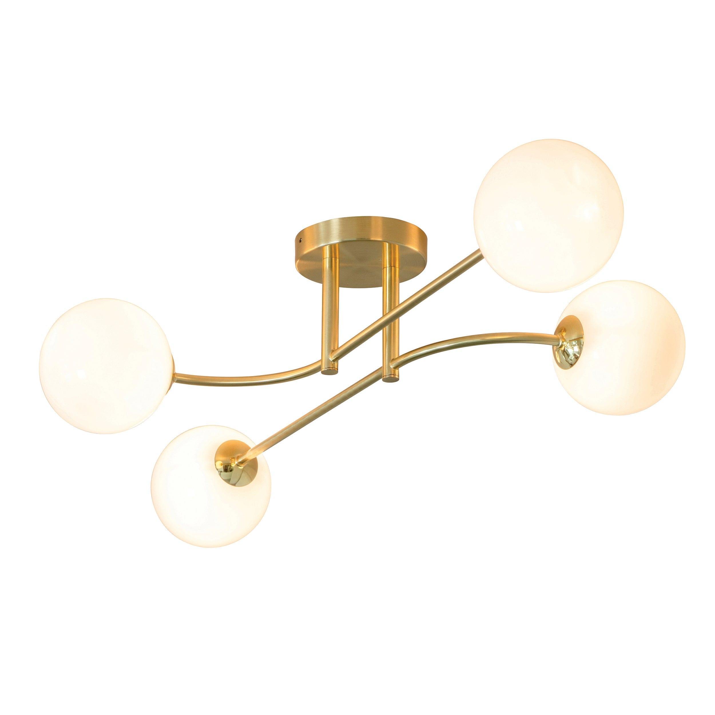 Endon Otto 4 Light Semi Flush Brushed Brass Ceiling Light Living room Image