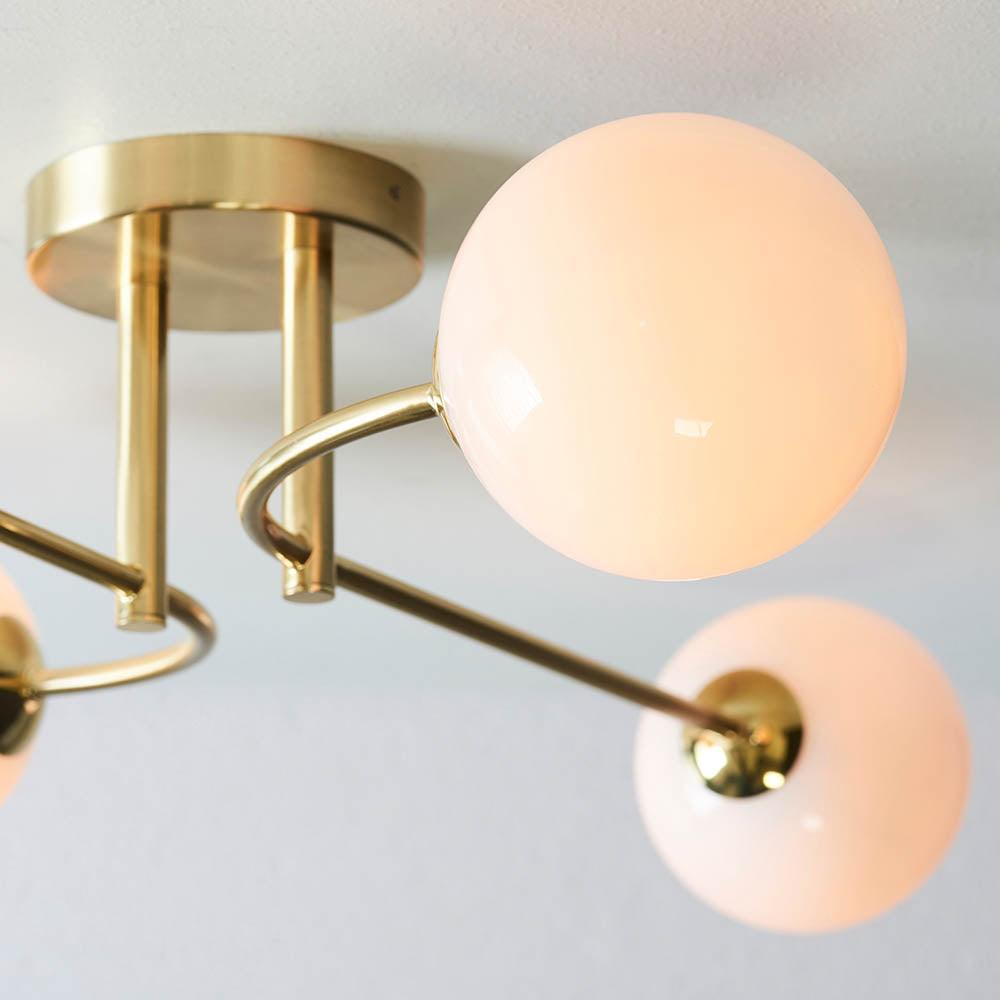 Endon Otto 4 Light Semi Flush Brushed Brass Ceiling Light Living room close up