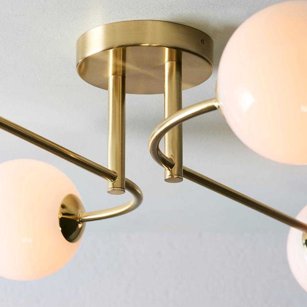 Endon Otto 4 Light Semi Flush Brushed Brass Ceiling Light Living room weight image