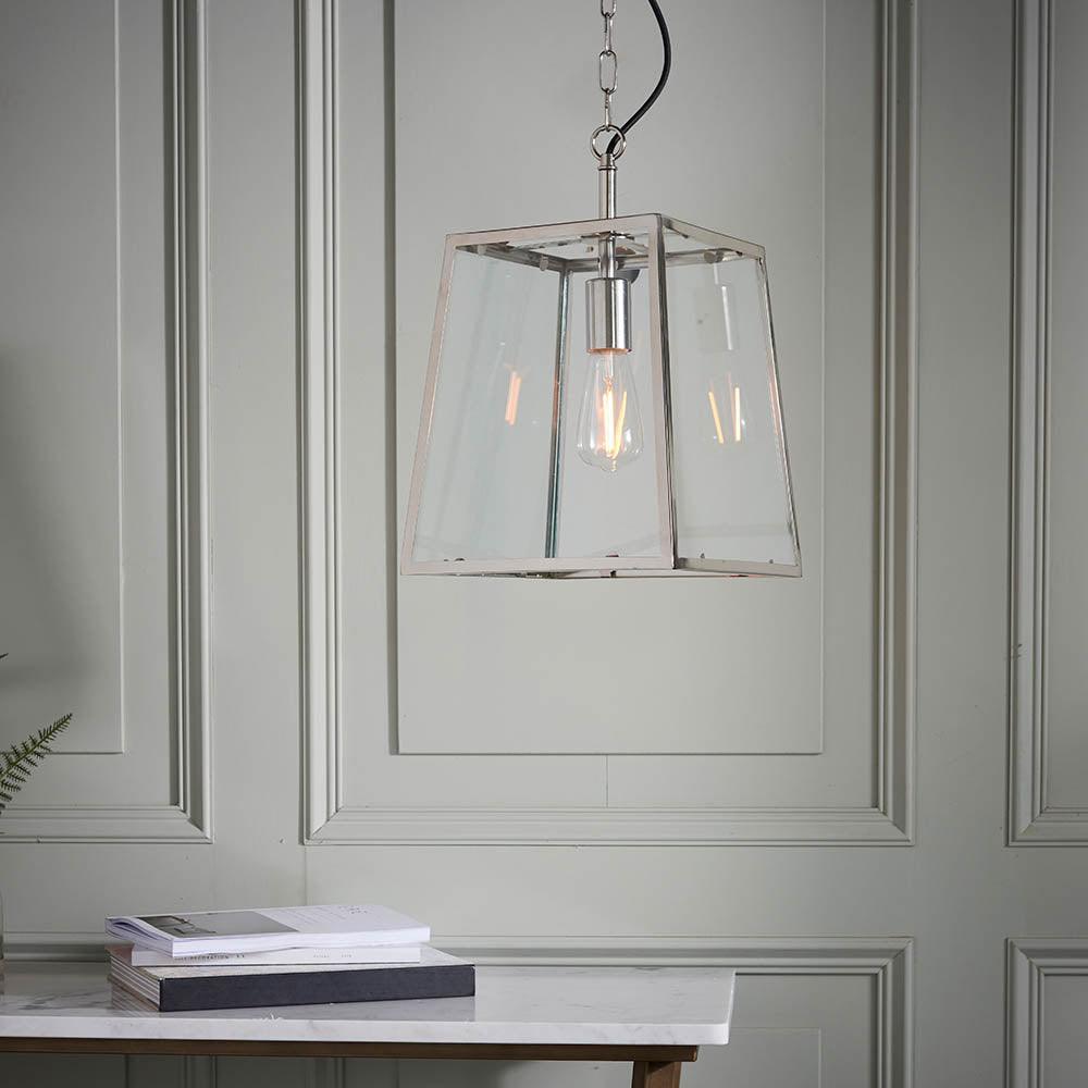 Endon Hurst 1 Light Nickel Finish Ceiling Pendant-Ceiling Pendant Lights-Endon Lighting Living Room Close Up Lighting Tiffany Lighting Direct