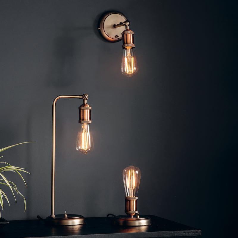 Endon Hal 1 Light Tall Antique Brass Table Lamp - Switched 7