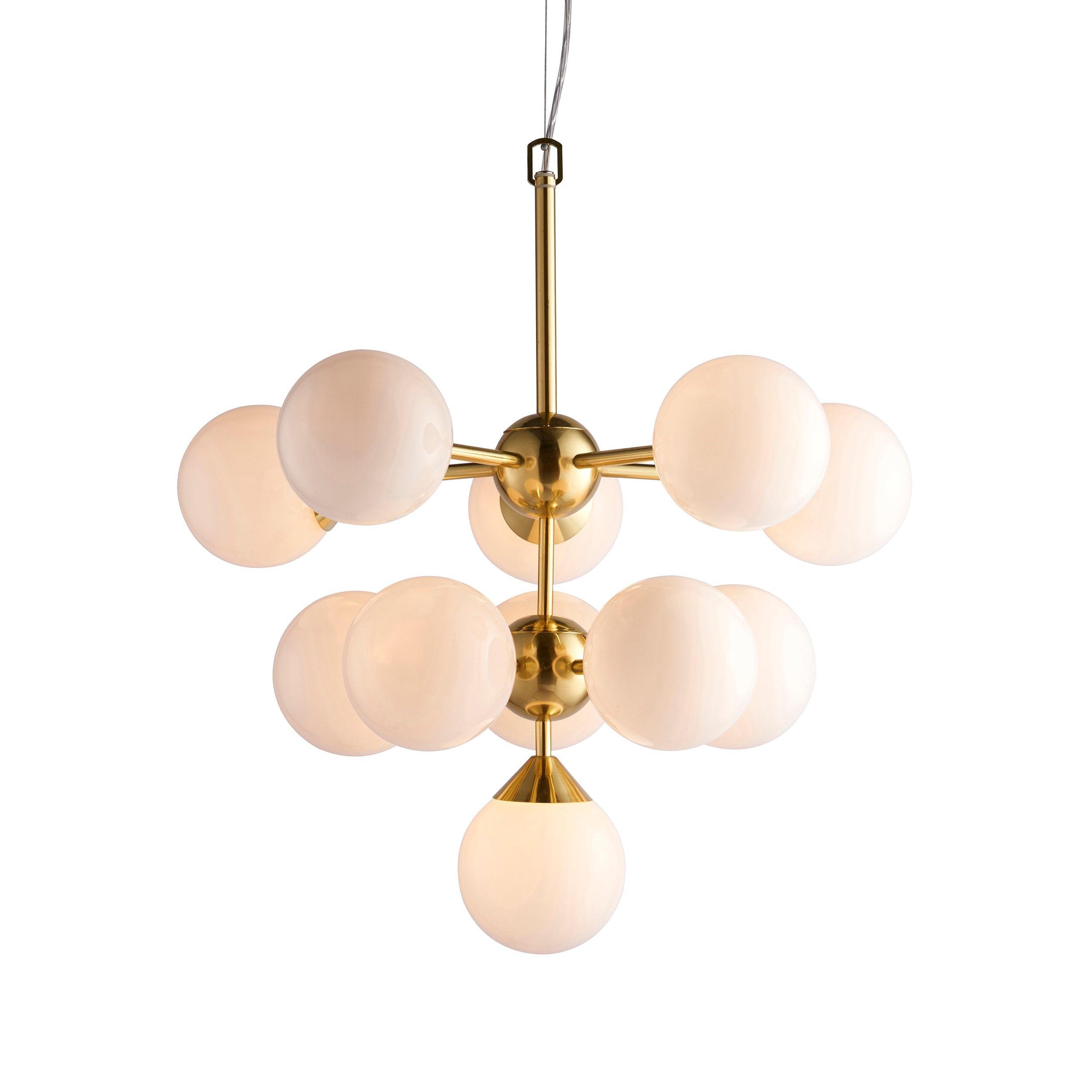 Endon Oscar 11 Brass Finish Light Pendant Ceiling Light-Ceiling Pendant Lights-Endon Lighting Living Room Lighting Tiffany Lighting Direct