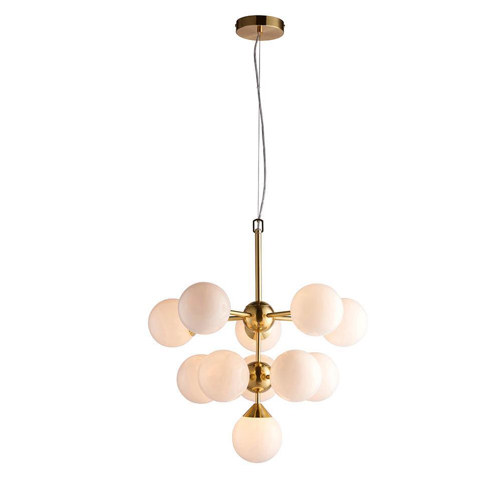 Endon Oscar 11 Brass Finish Light Pendant Ceiling Light-Ceiling Pendant Lights-Endon Lighting Hallway Lighting Family Image Tiffany Lighting Direct