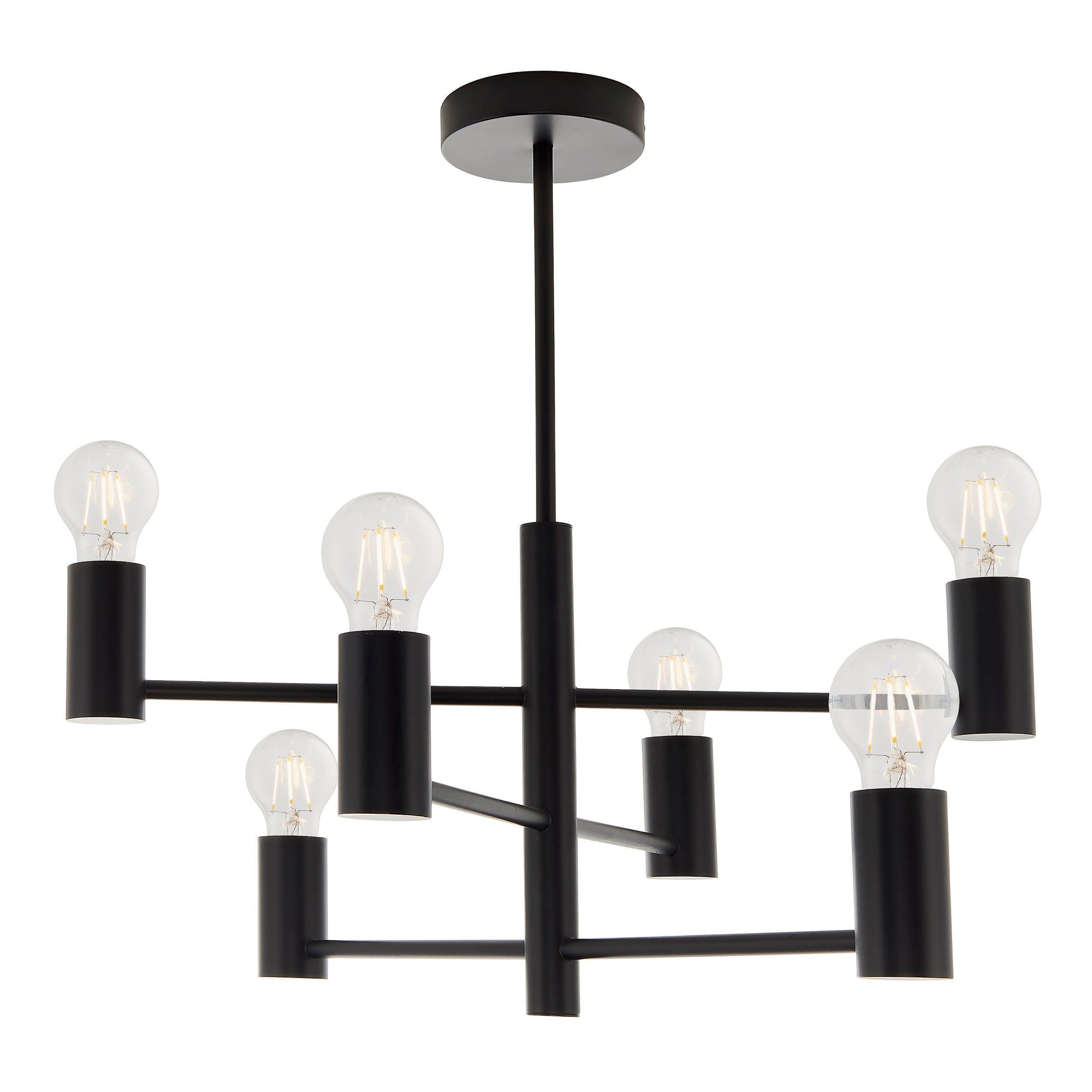 Studio 6lt Semi Flush Black Ceiling Light 76502 Living Room Image 1