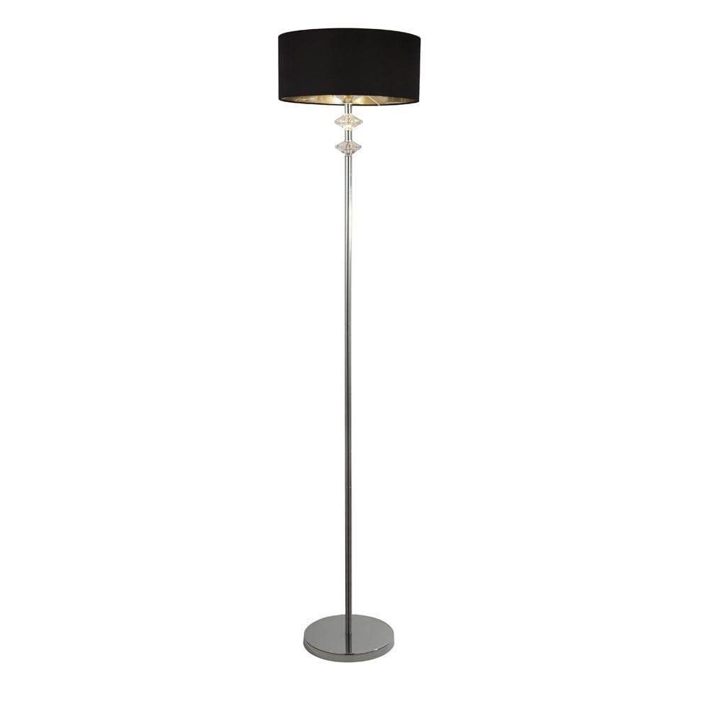 Ontario 1 Light Chrome Floor Lamp - Black Shade Searchlight by 1