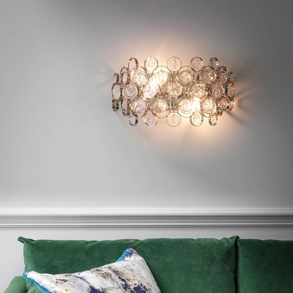 marella nickel finish wall light by Endon Lighting Living Room Family Shot