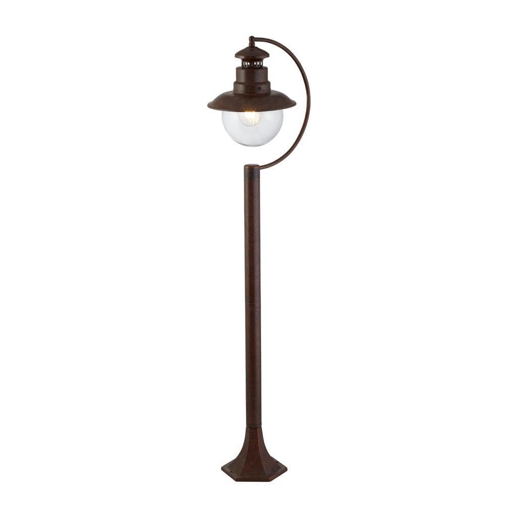 station 1 light rustic brown outdoor garden post 110cm height