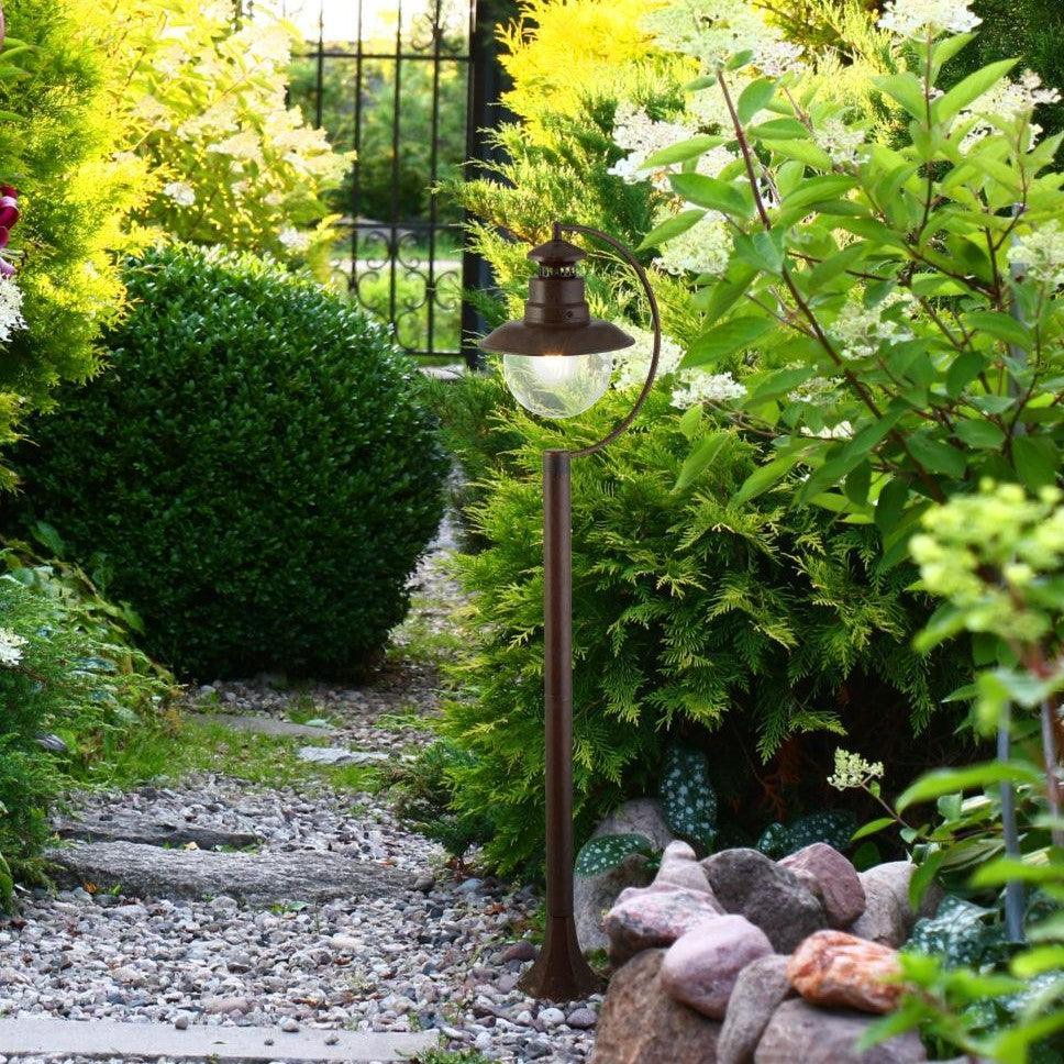 station 1 light rustic brown outdoor garden post 110cm height by searchlighting lighting, living room image