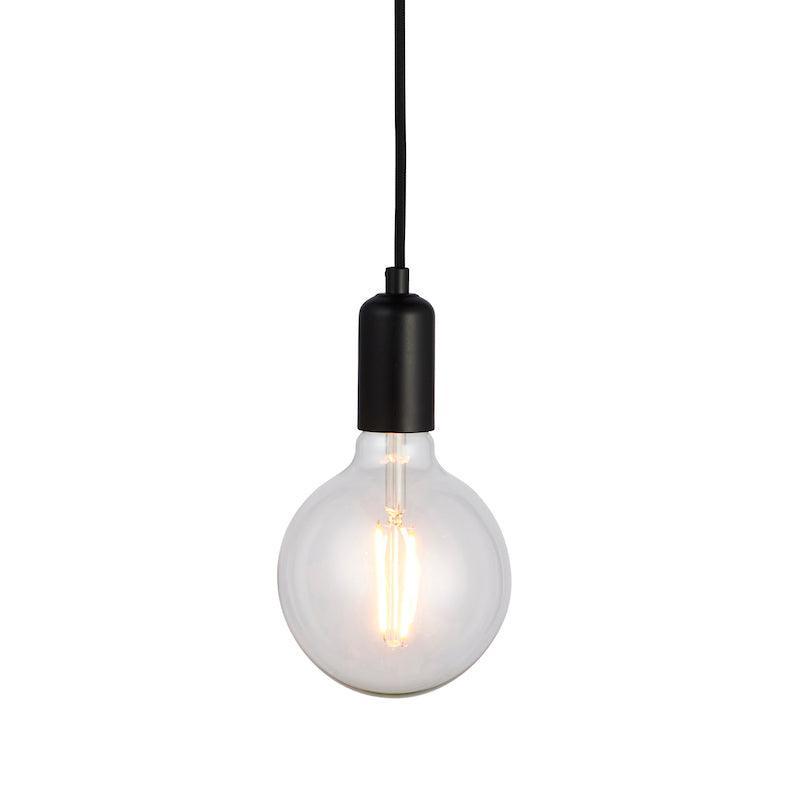 Studio 1lt Large Black Ceiling Pendant Light by Endon Lighting close up on