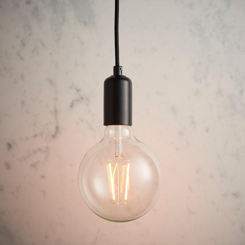 Studio 1lt Large Black Ceiling Pendant Light by Endon Lighting close up