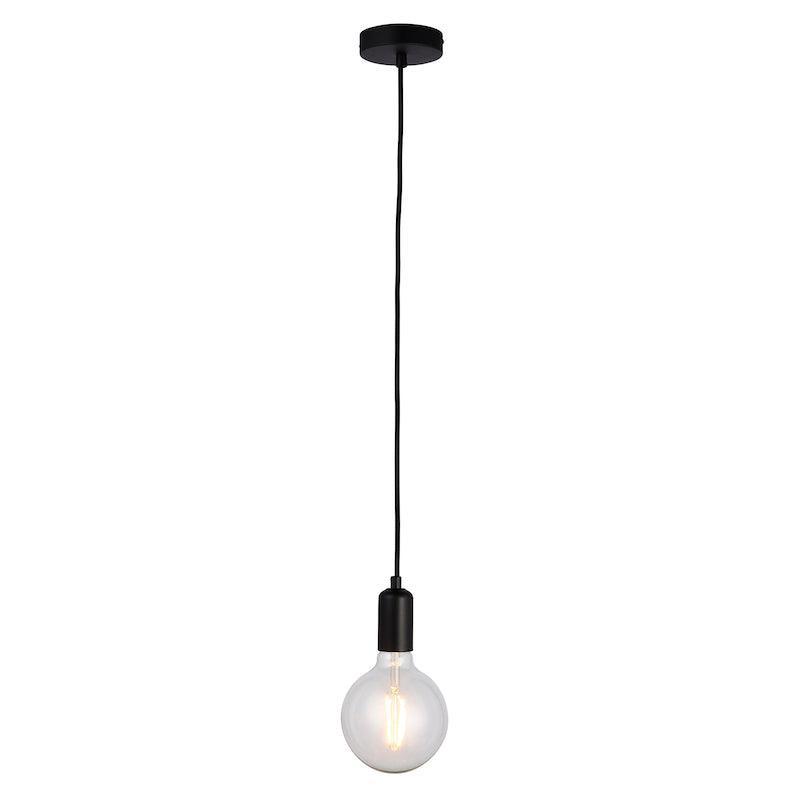 Studio 1lt Large Black Ceiling Pendant Light by Endon Lighting full on
