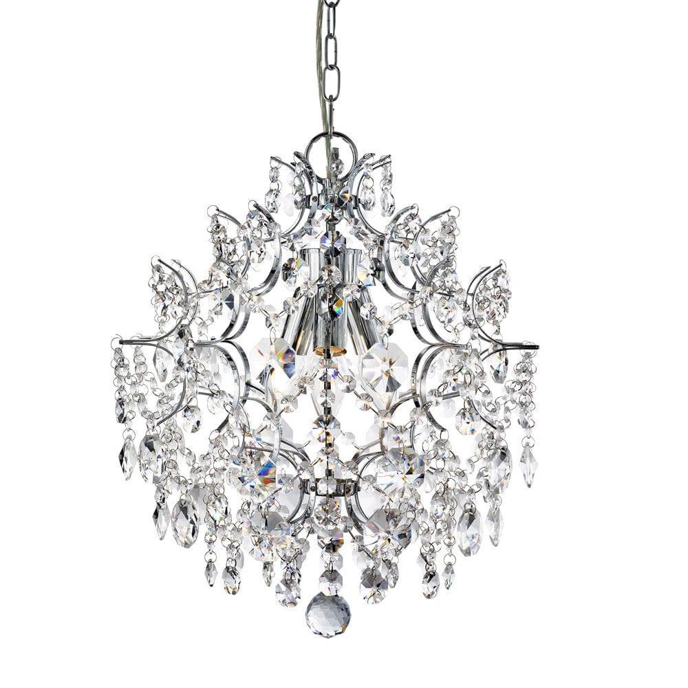 Harrietta 3 Light Chrome & Crystal Drop Ceiling Pendant-Ceiling Pendant Lights-1-Tiffany Lighting Direct