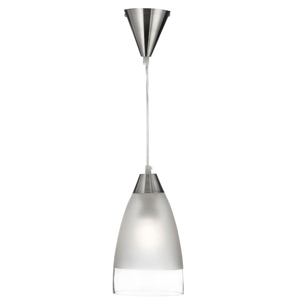 Searchlight Ankara Satin Silver & Acid Glass Ceiling Pendant-Ceiling Pendant Lights-1-Tiffany Lighting Direct