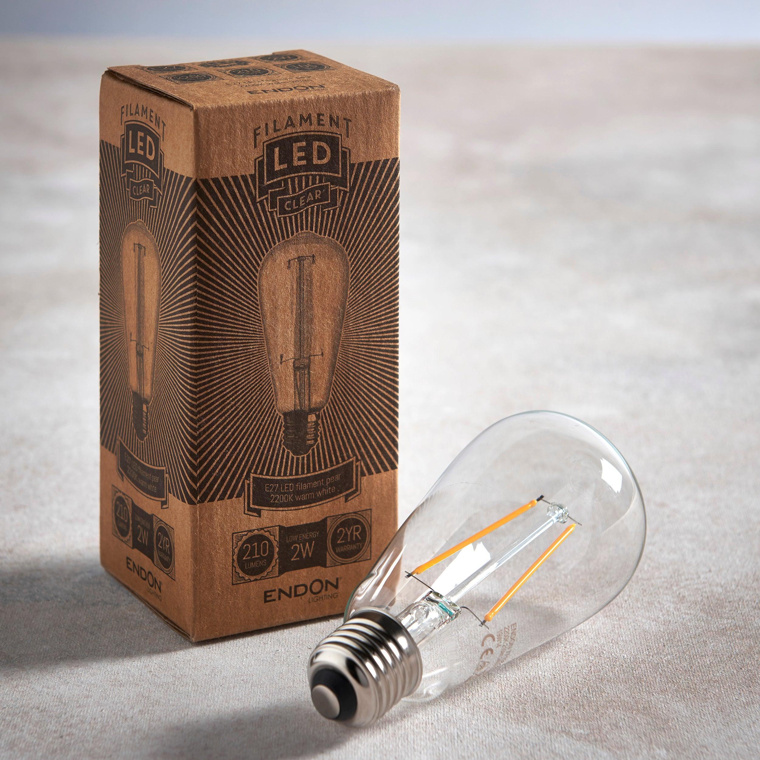 e27 led decorative filament clear pear shaped 2w light bulb mDining room lighting