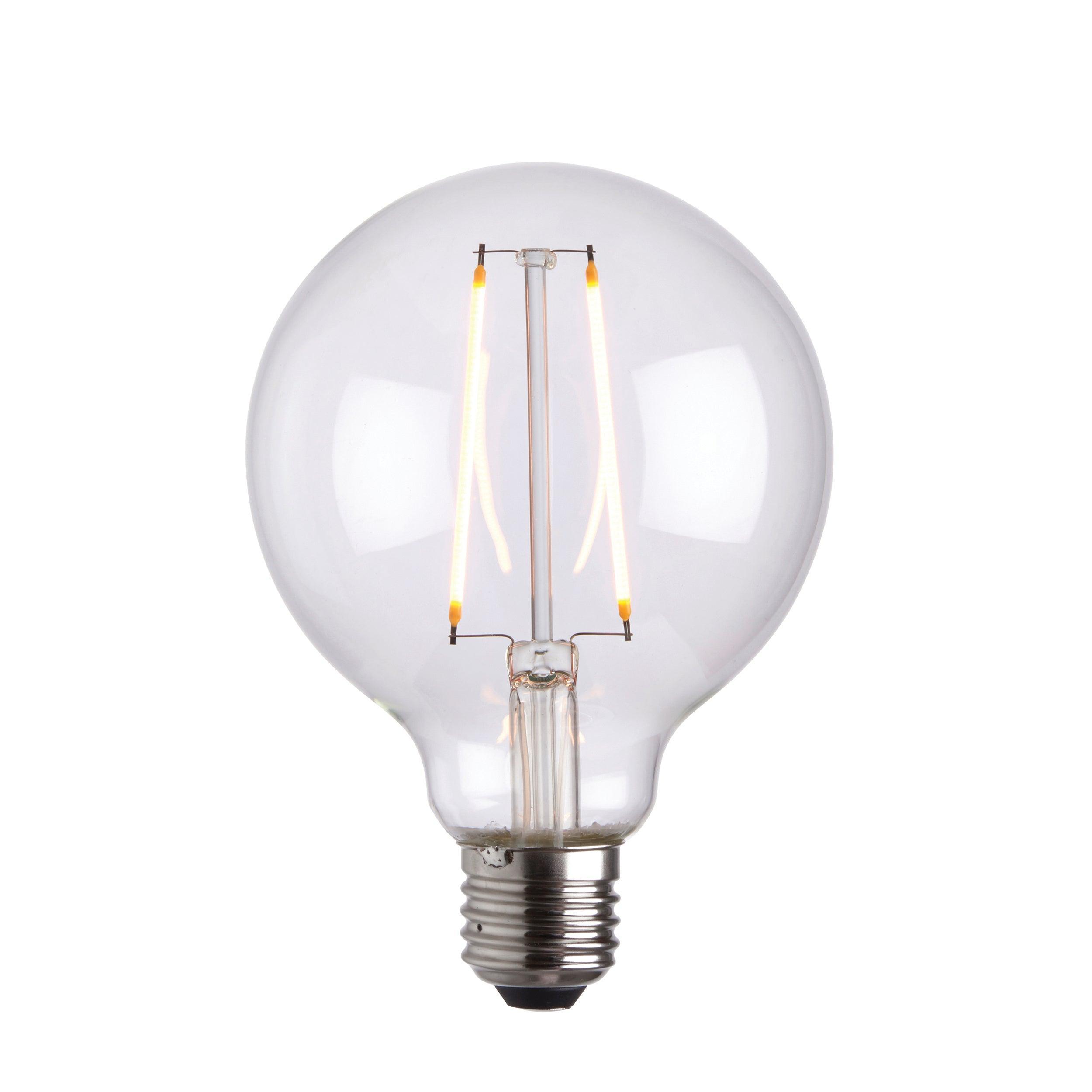 E27 Globe Filament 2w LED Dimmable Light Bulb - 95mm Dia