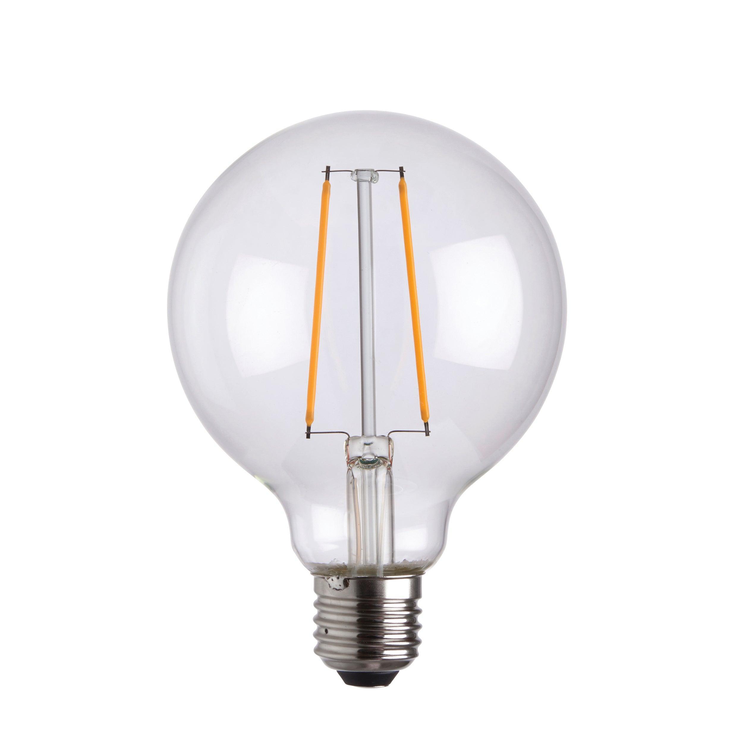 e27 globe filament 2w led dimmable light bulb 95mm dia