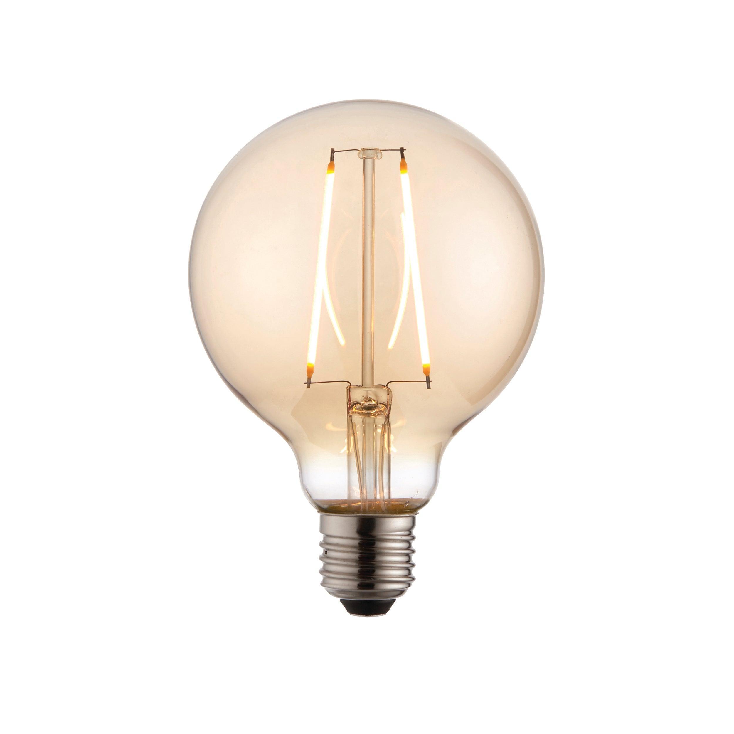 E27 LED Amber Tinted Globe Filament 2w Light Bulb