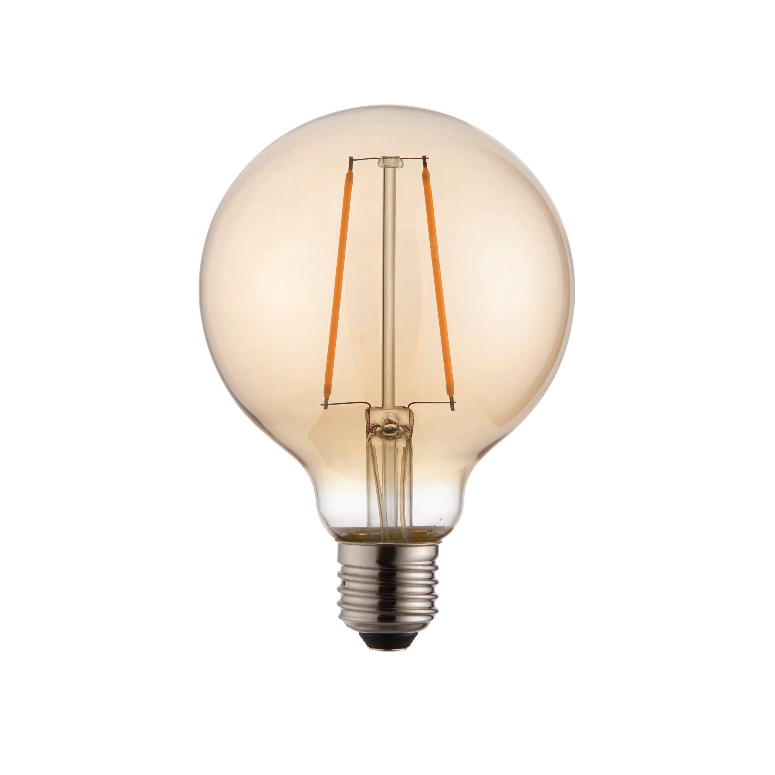 e27 led amber tinted globe filament 2w light bulb Dining room lighting