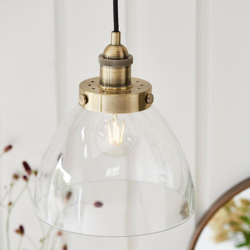 Hansen Brass Ceiling Pendant Light close up 2