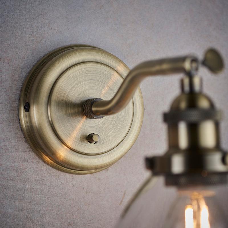 Hansen Brass Wall Light close up back plate