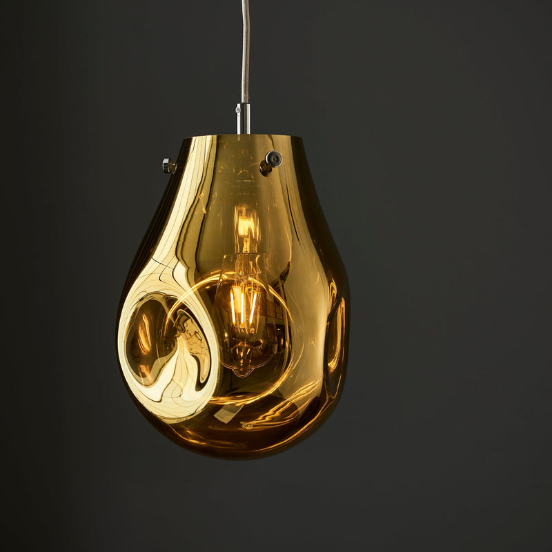 Dazzle Gold Metallic Glass & Chrome Pendant Light