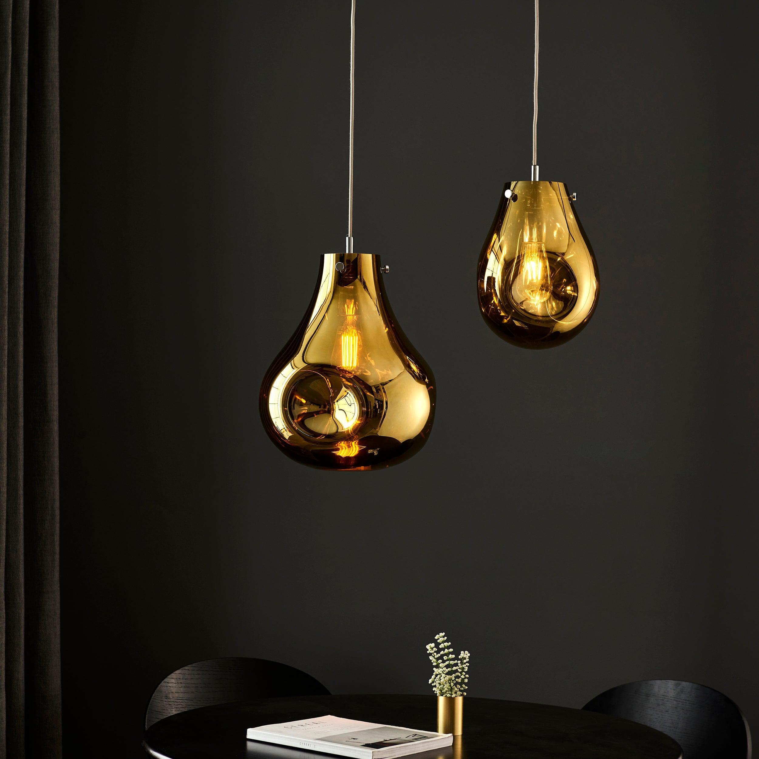 Dazzle Gold Metallic Glass & Chrome Pendant Light-Ceiling Pendant Lights-Living Lights-4-Tiffany Lighting Direct