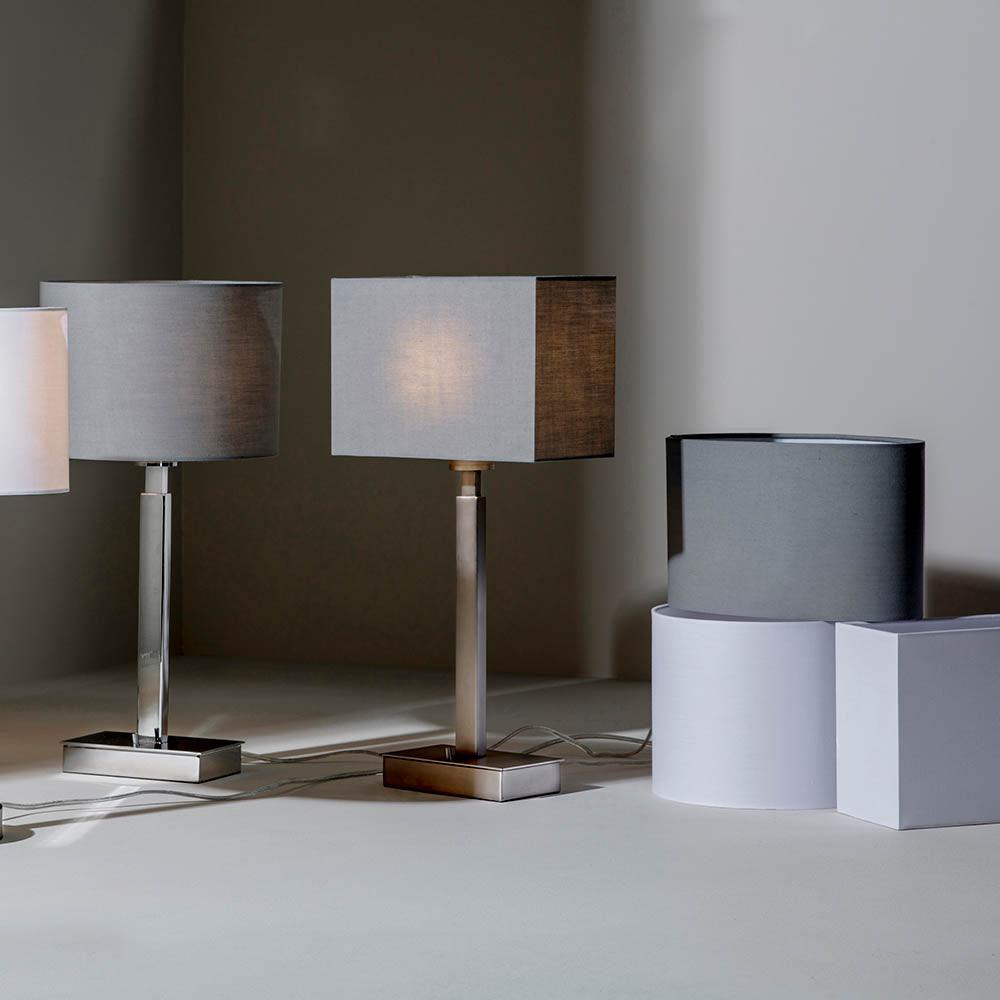 rectangular 1 light lamp shade grey by Endon Lighting Bedroom Close Up Image