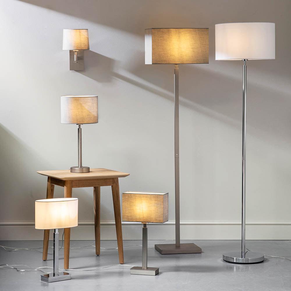 rectangular 1 light lamp shade grey small by Endon Lighting Bedroom Hero Shot