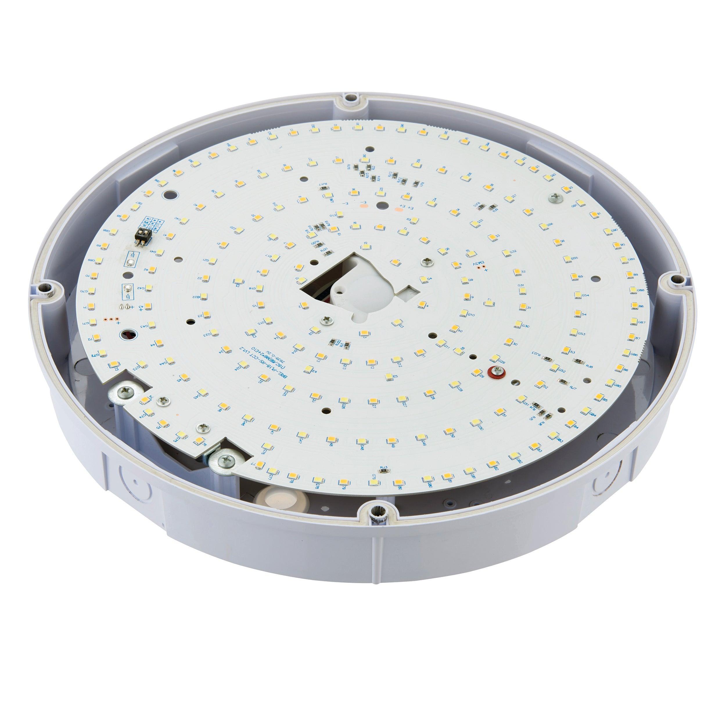 forca led bulkhead with step dimming ip65 18w cct by saxby lighting, close up image 98