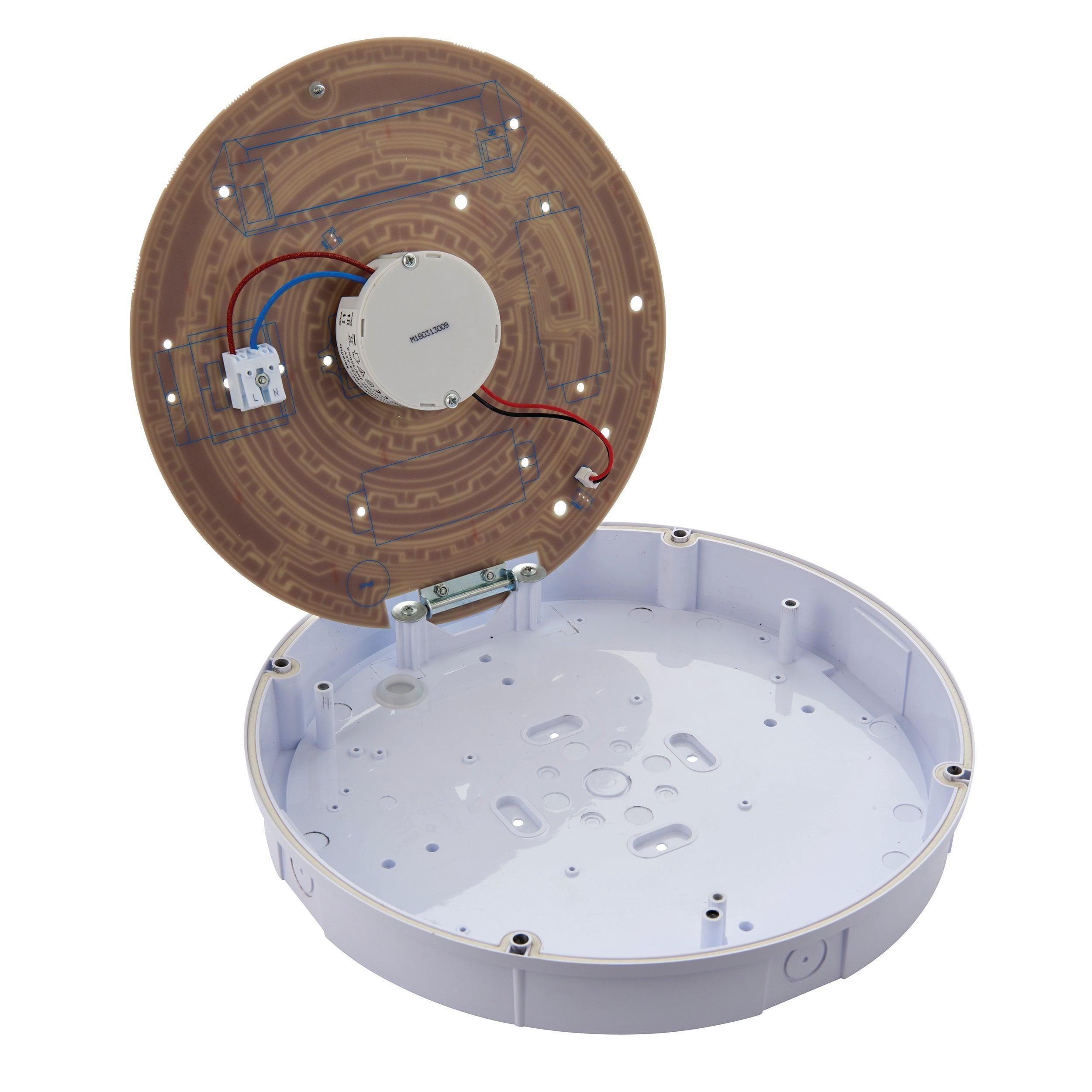 forca led bulkhead with step dimming ip65 18w cct by saxby lighting, close up image 61