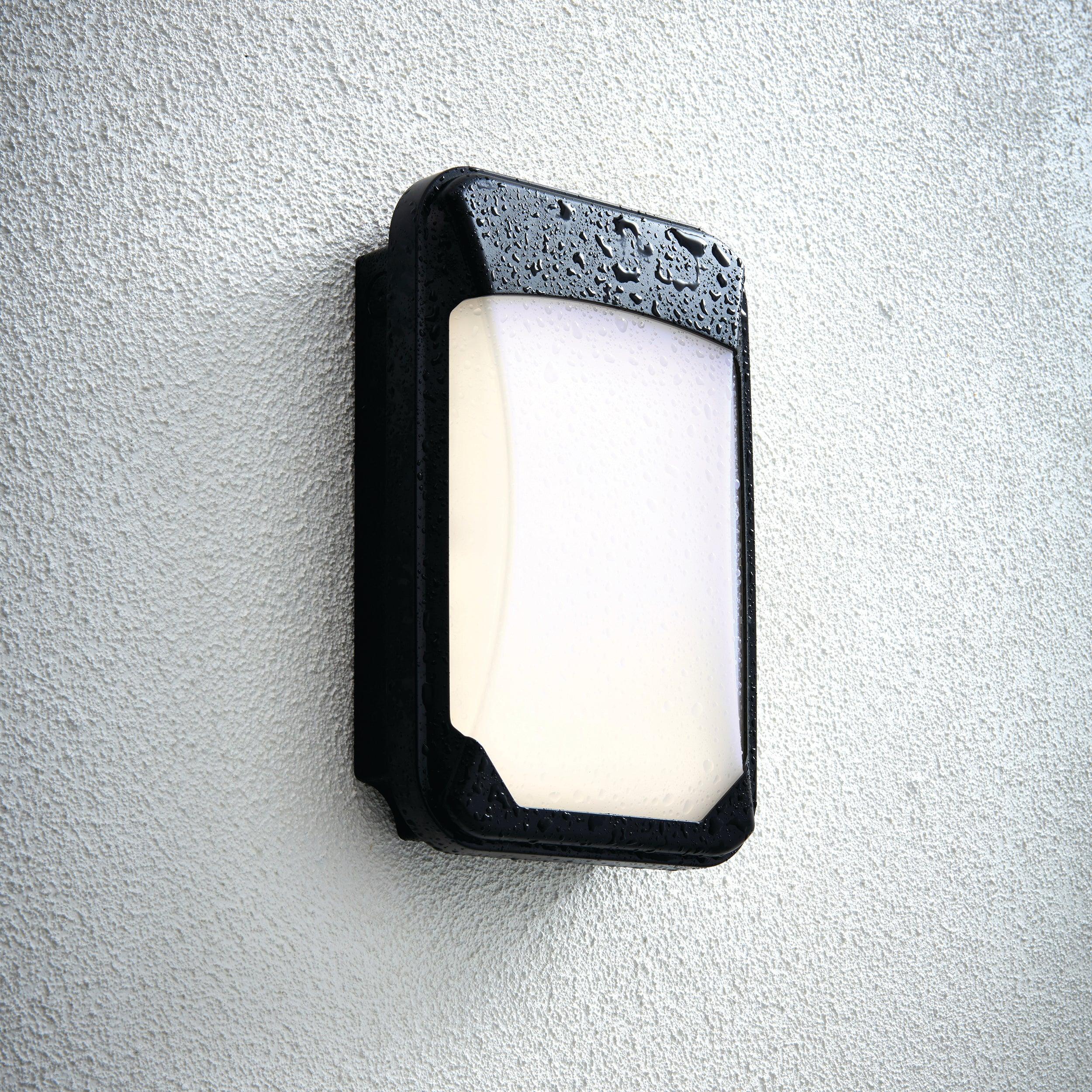 lucca black small led outdoor wall light ip65 15w by saxby lighting, close up image 137