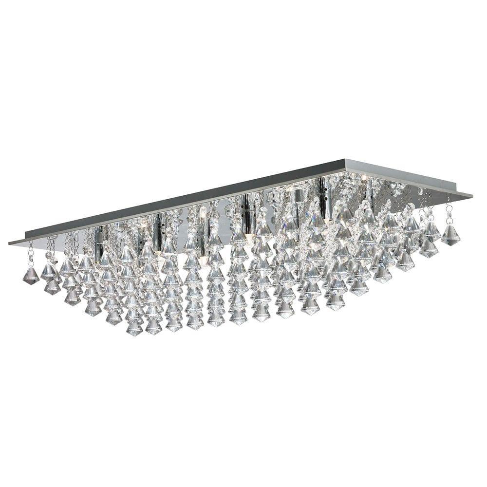 Hanna 8 Light Chrome/Crystal Pyramid Rectangle Ceiling Flush Living room Image
