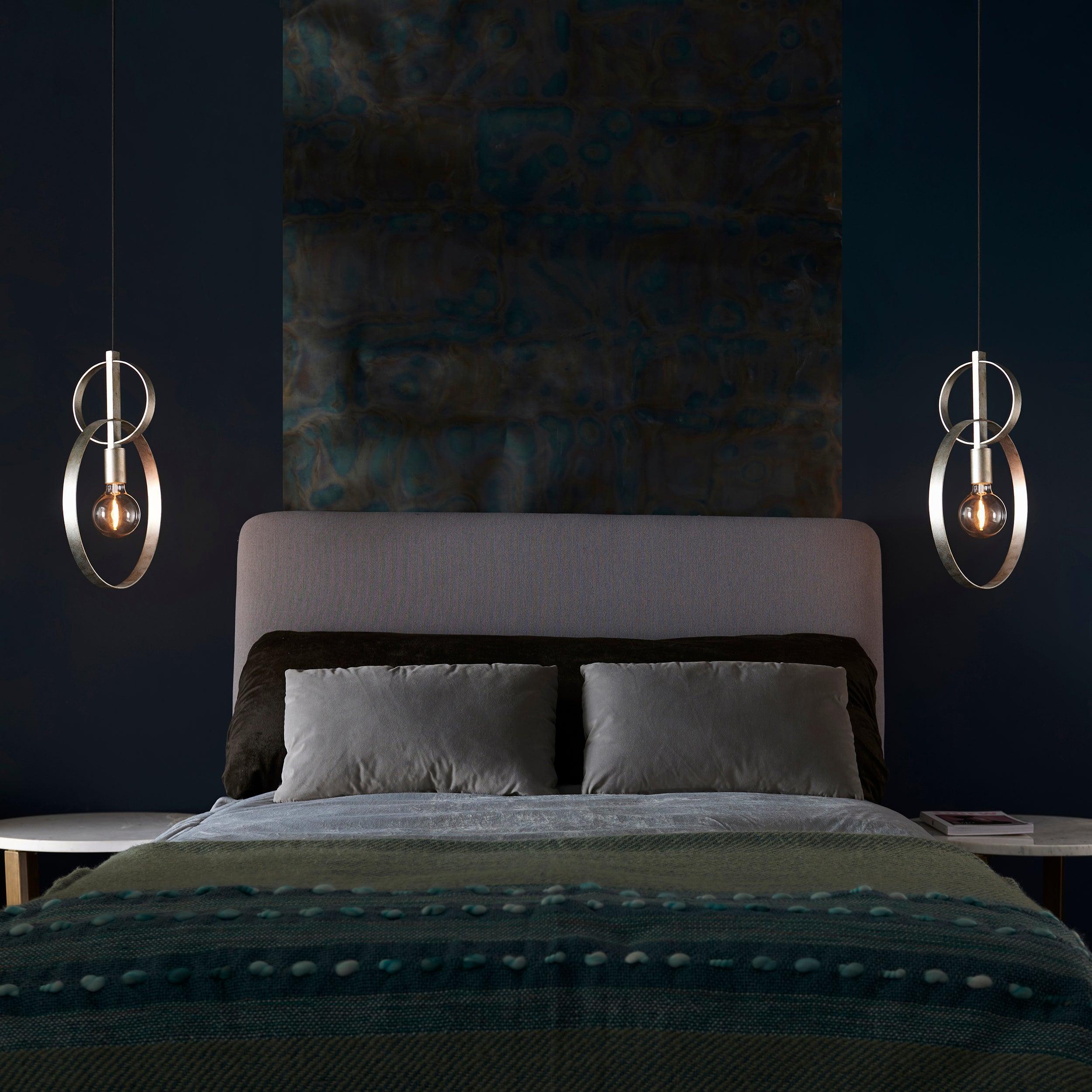 Norfolk Silver Leaf Double Hoop Ceiling Pendant Light-Ceiling Pendant Lights-Living Lights-3-Tiffany Lighting Direct