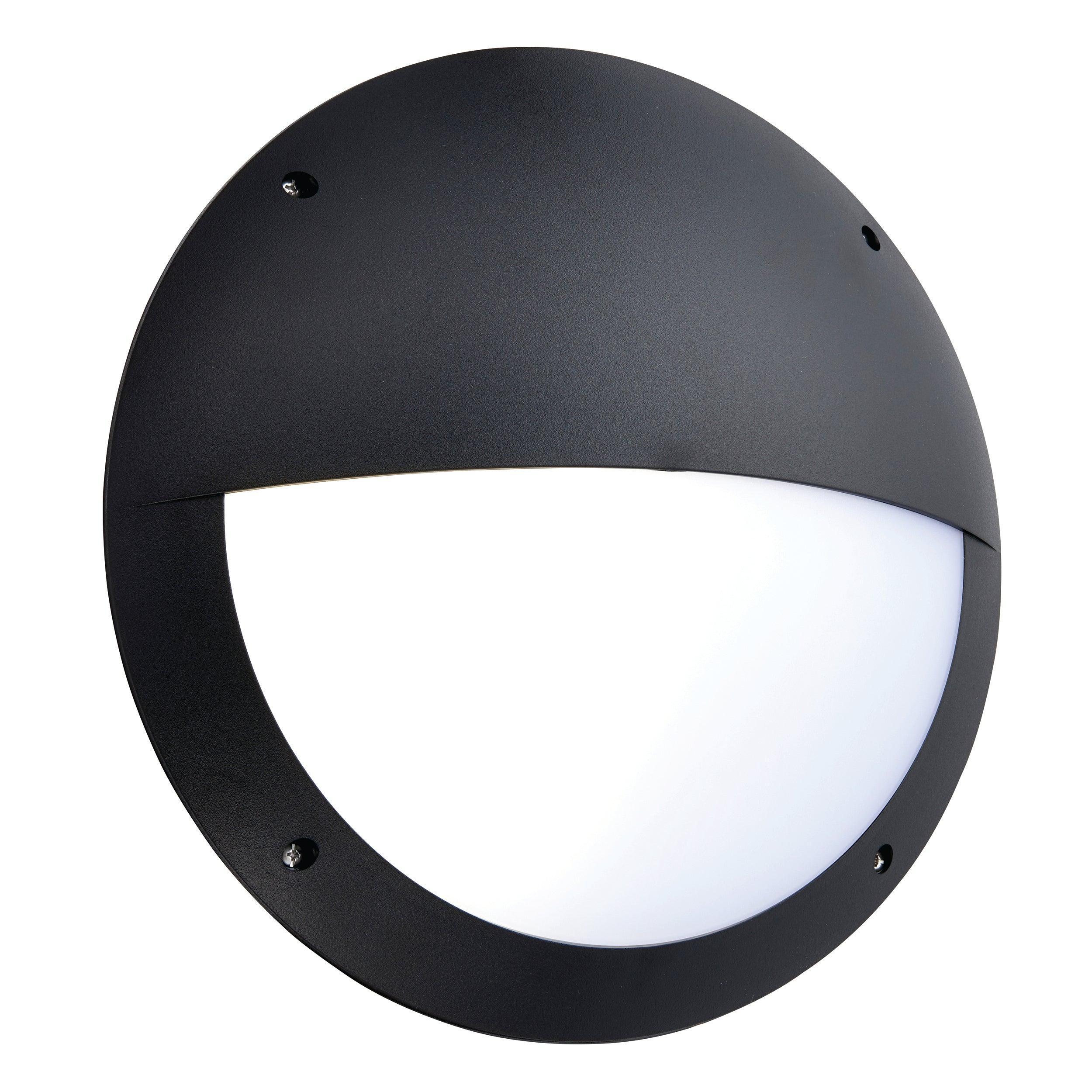seran eyelid black bulkhead light with microwave sensor ip65 12wby saxby lighting