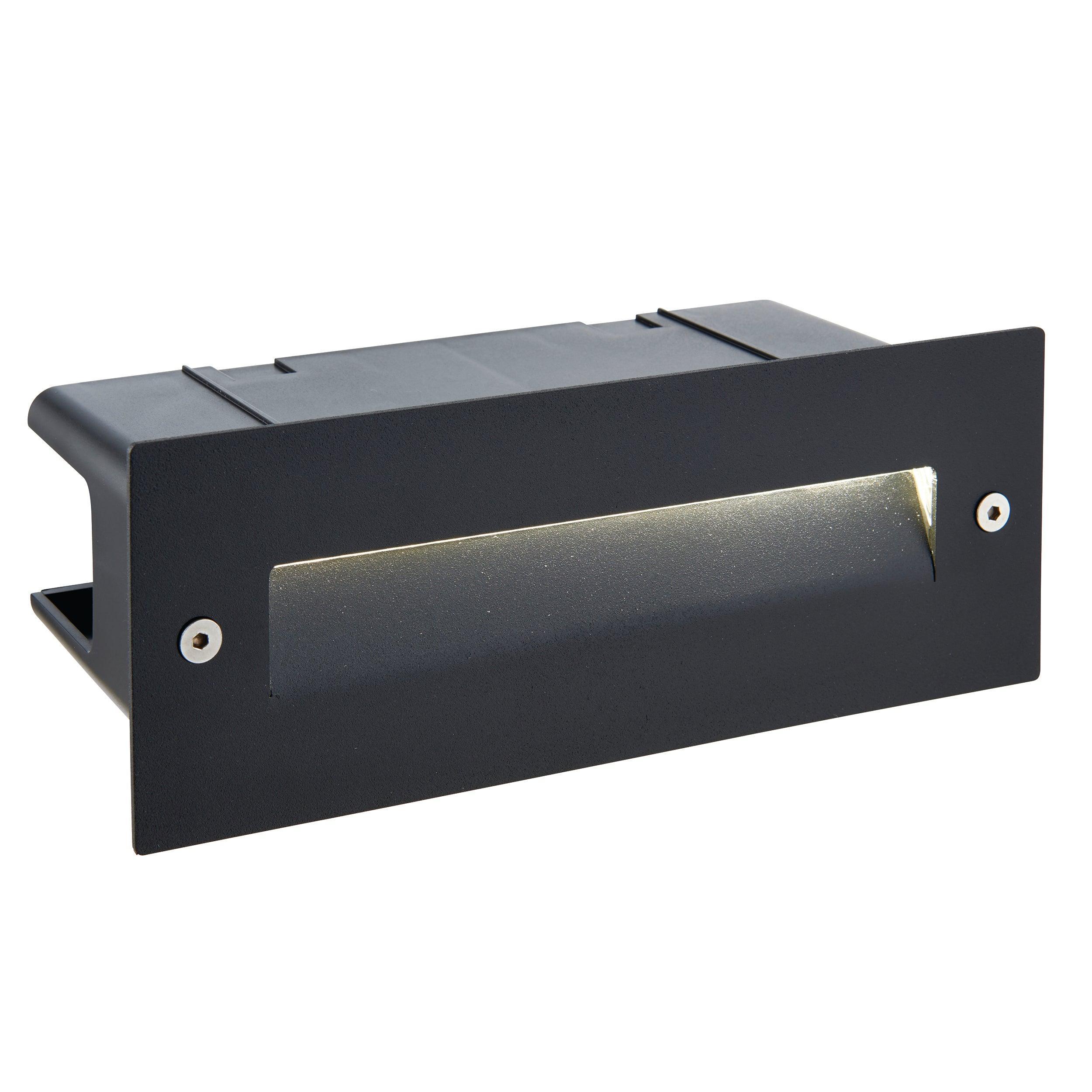 seina black led brick light ip44 2w cool whiteby saxby lighting