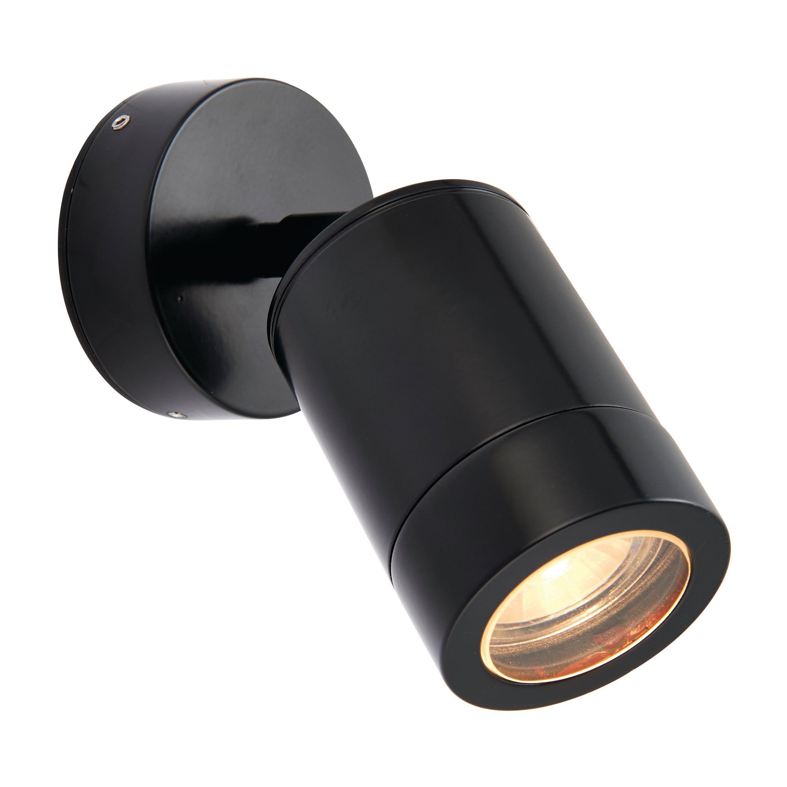 odyssey black outdoor spotlight ip65 7wby saxby lighting