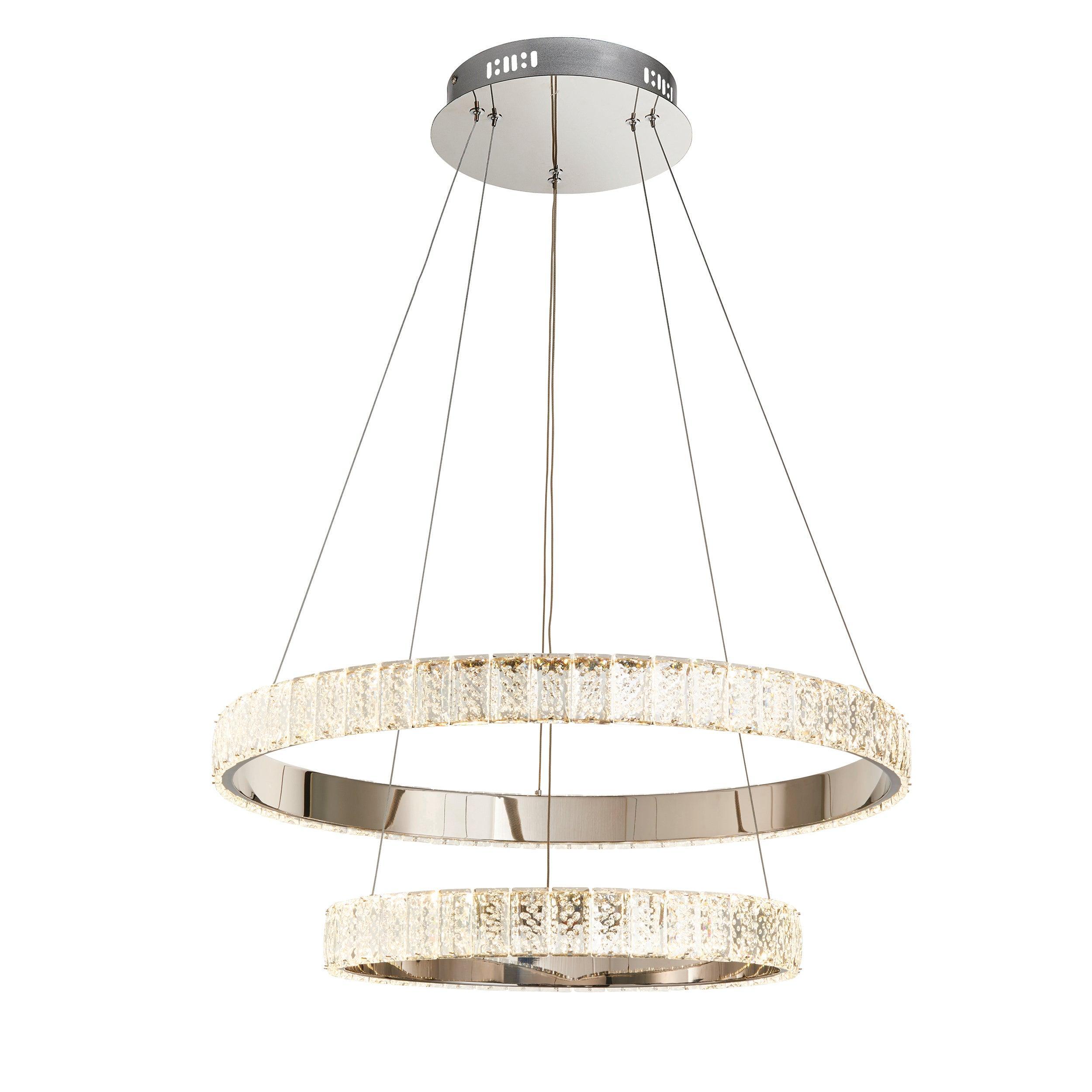 Endon Celeste 2 Light Chrome & Clear Crystal Pendant-Ceiling Pendant Lights-Endon Lighting Living Room Lighting Tiffany Lighting Direct