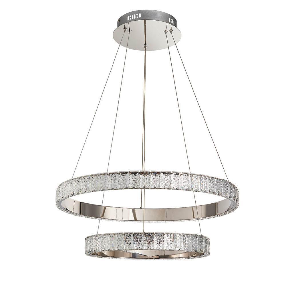 Endon Celeste 2 Light Chrome & Clear Crystal Pendant-Ceiling Pendant Lights-Endon Lighting Hallway Lighting Close upTiffany Lighting Direct