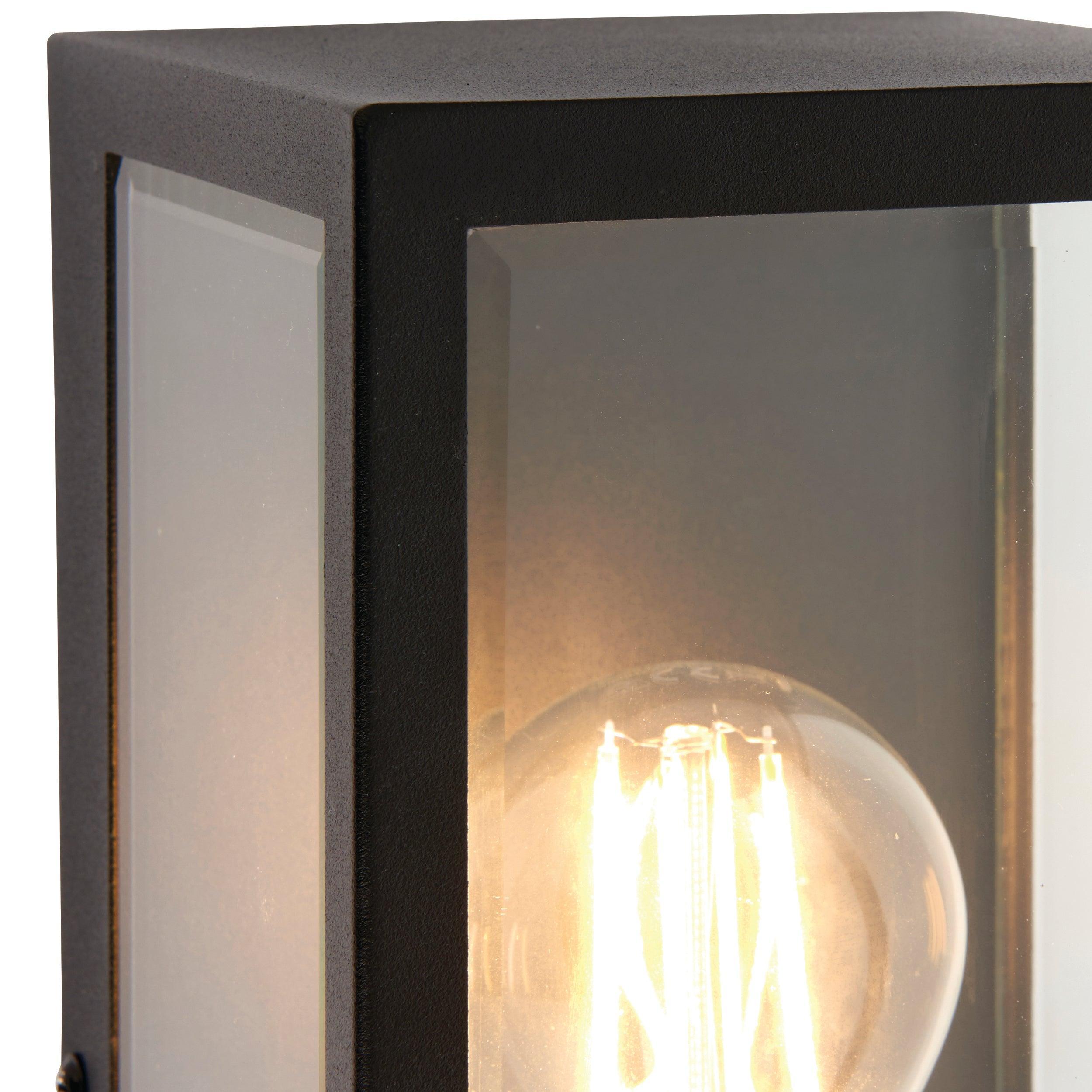 breton black outdoor wall light ip44 28w by saxby lighting, close up image 156
