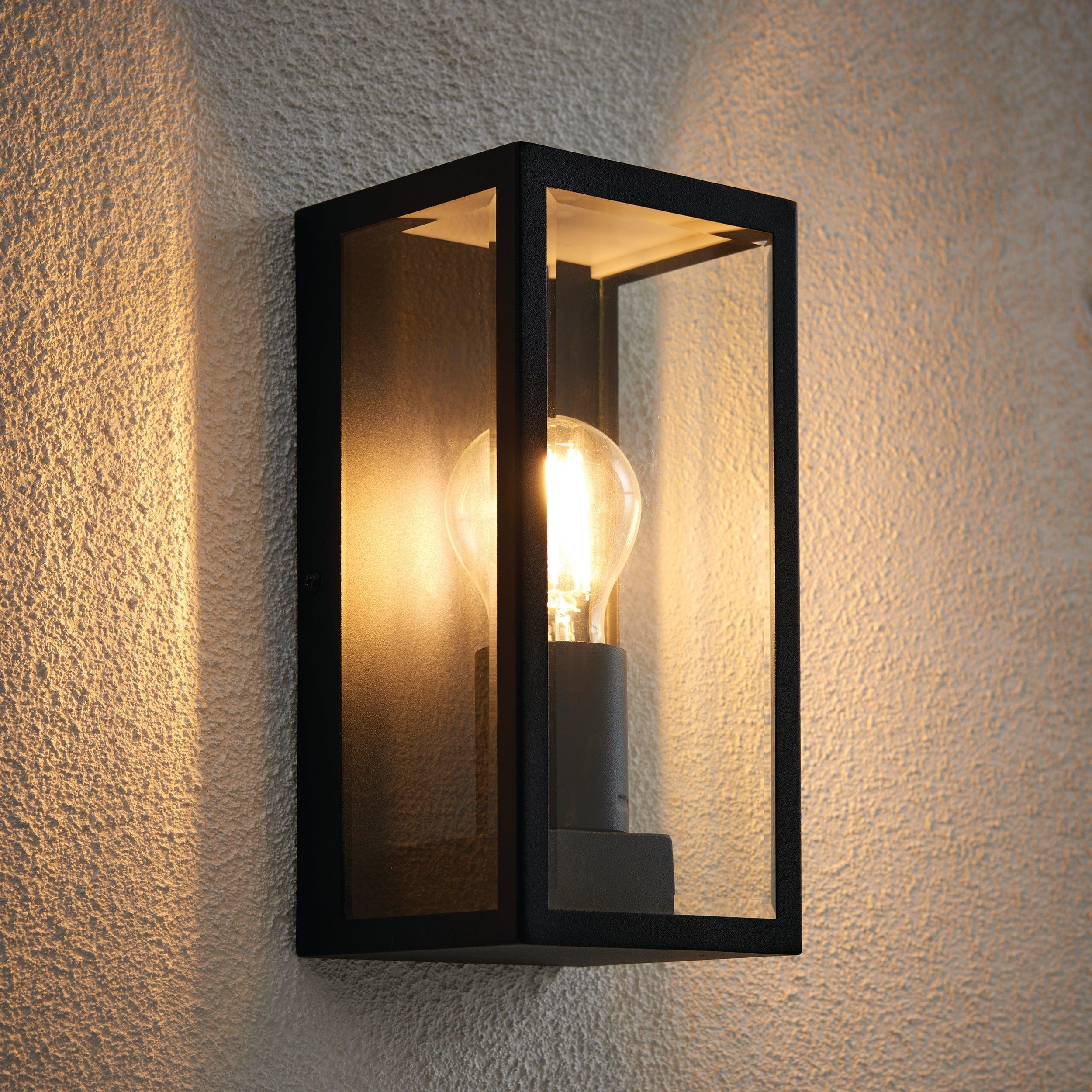 breton black outdoor wall light ip44 28w by saxby lighting, close up image 60